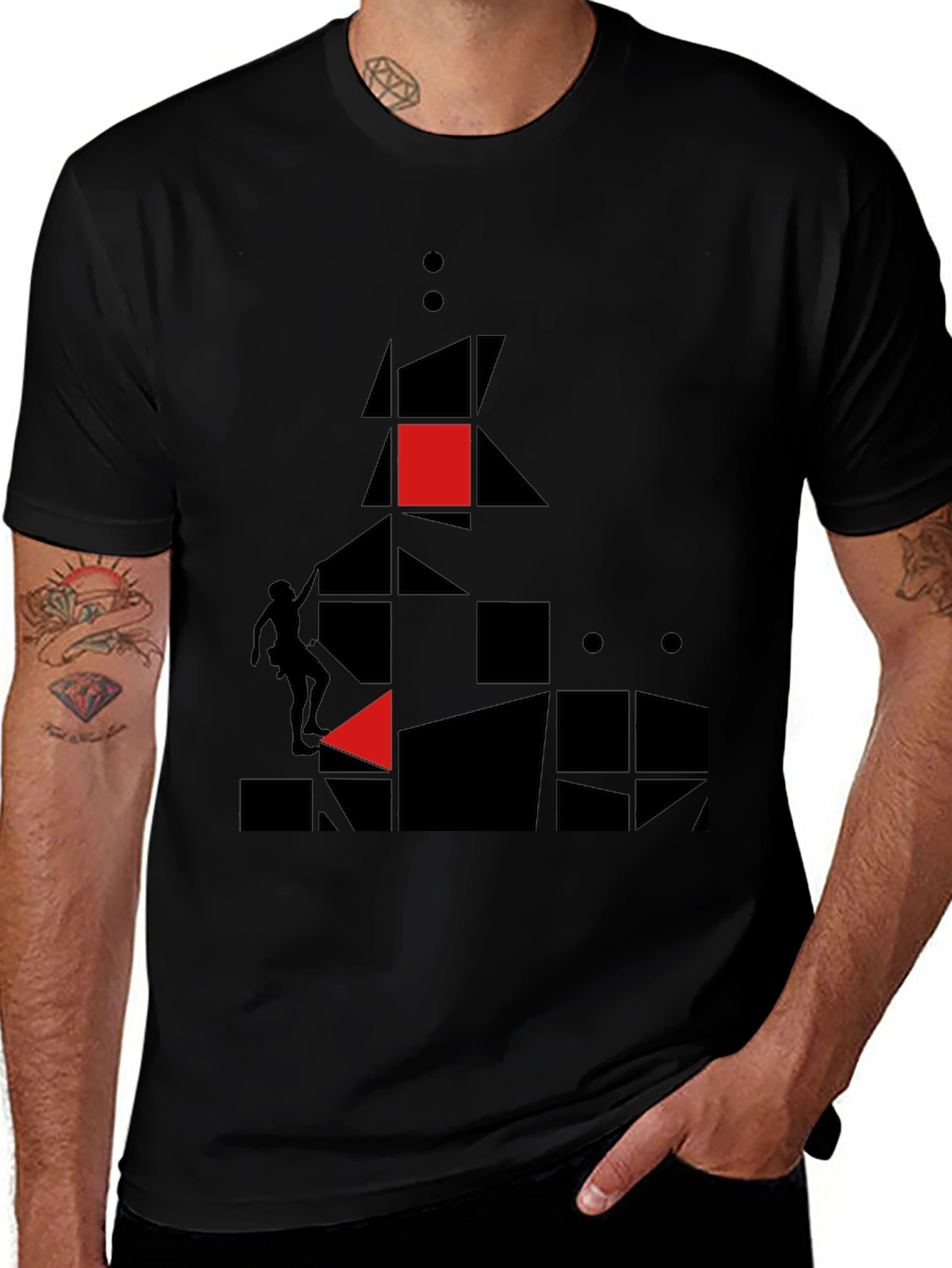 Geometric Climb Black T-Shirt