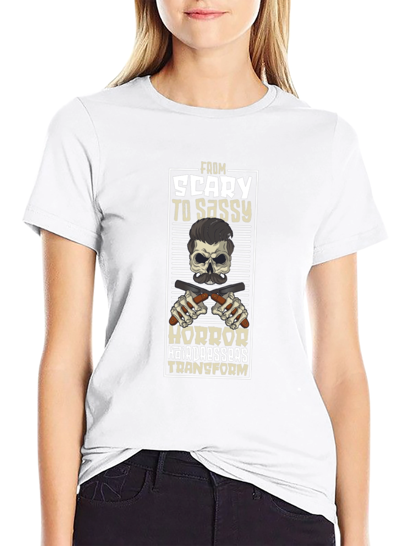 Scary to Sassy Horror Barber T-Shirt