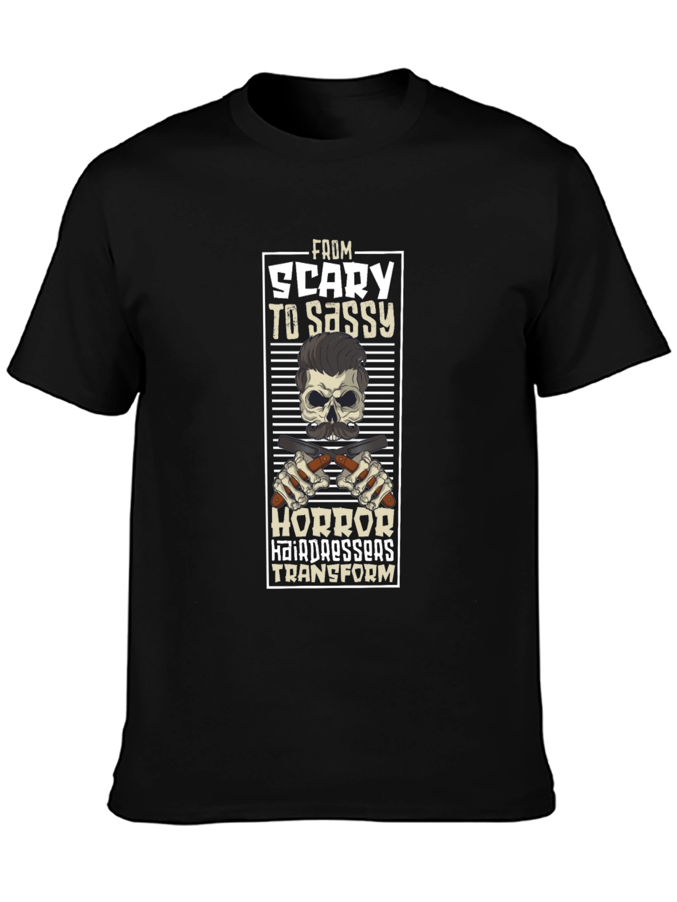 Scary to Sassy Horror Barber T-Shirt