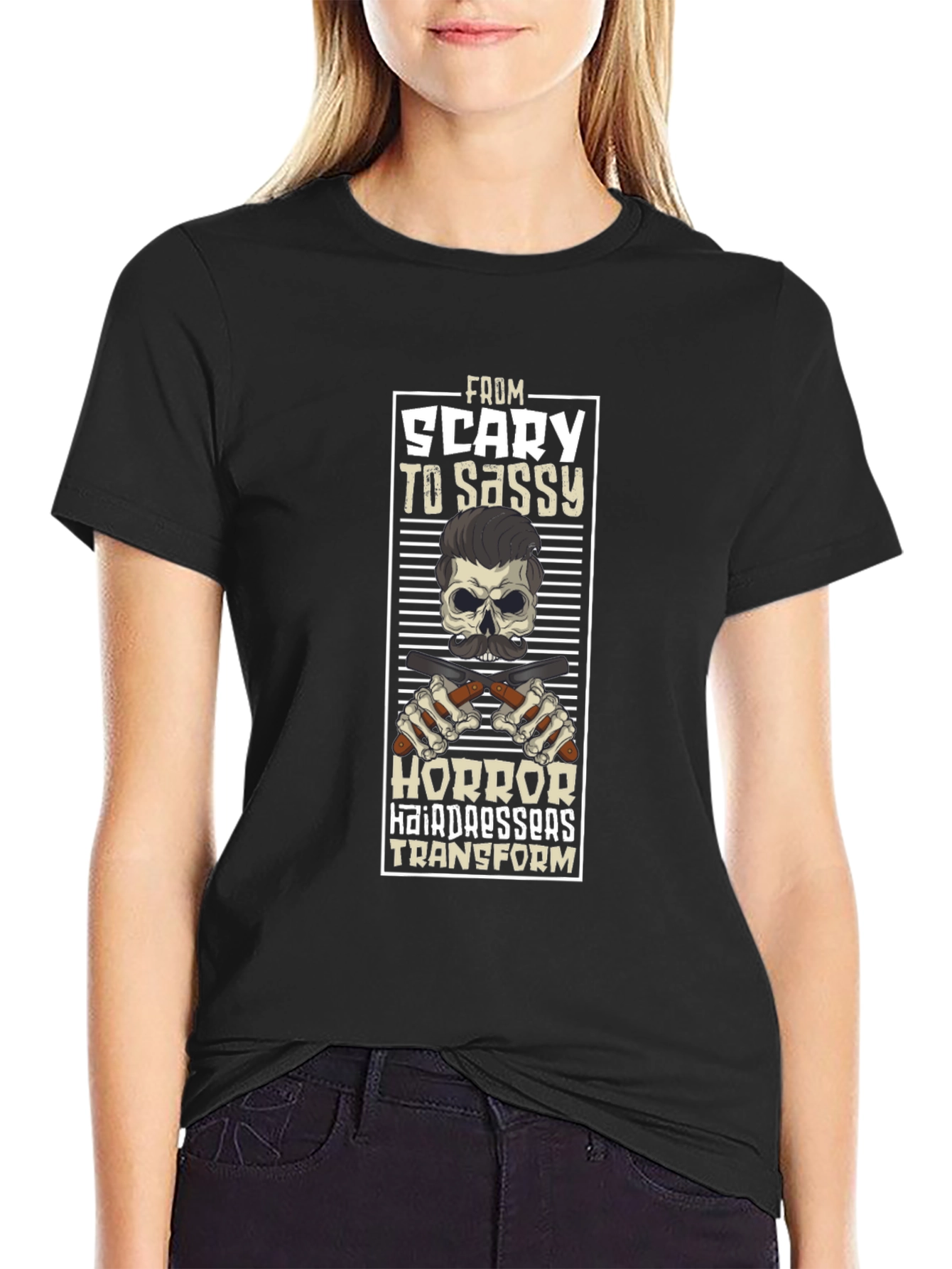 Scary to Sassy Horror Barber T-Shirt