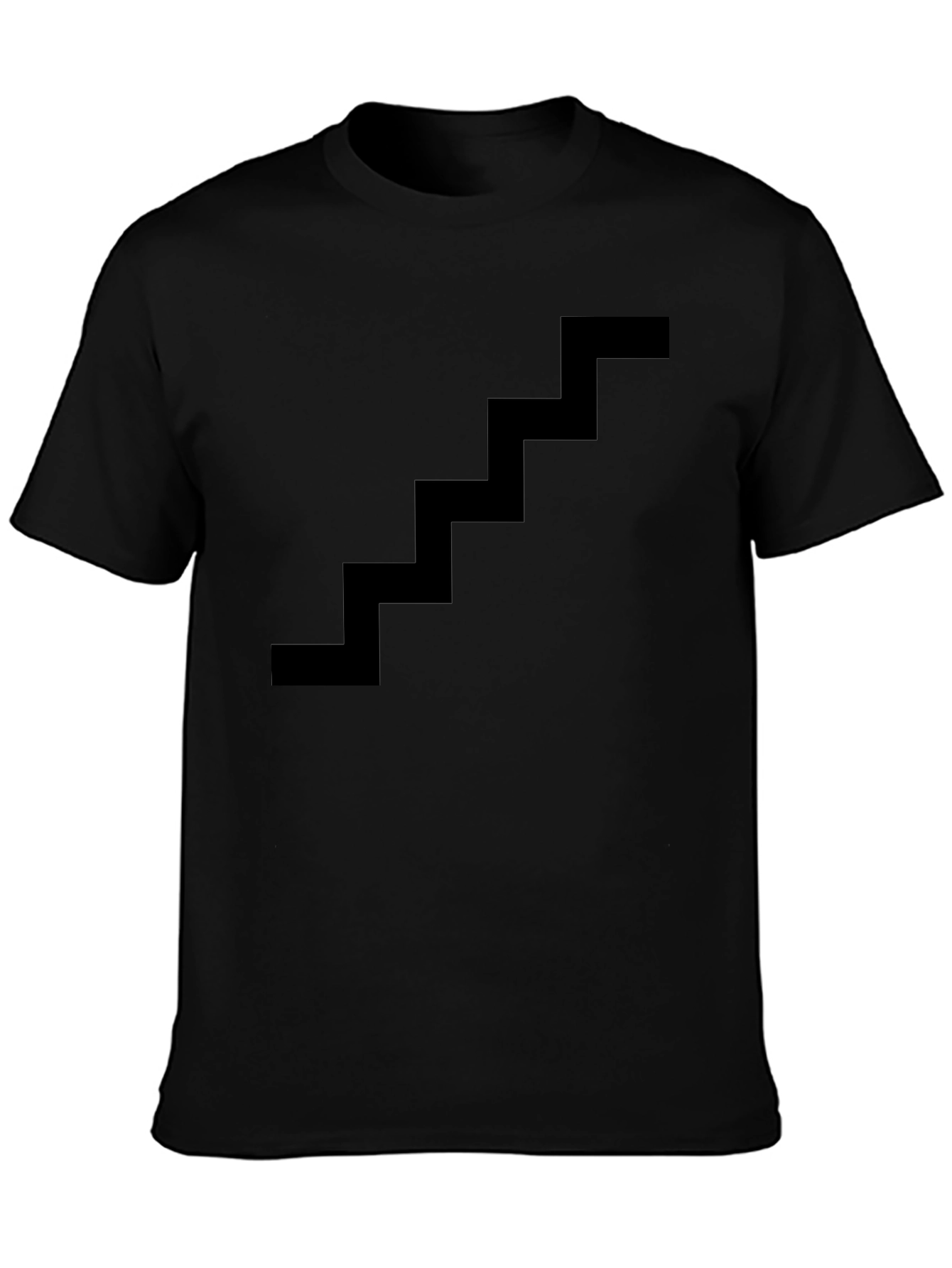 Minimalist Staircase Design Black Cotton T-Shirt