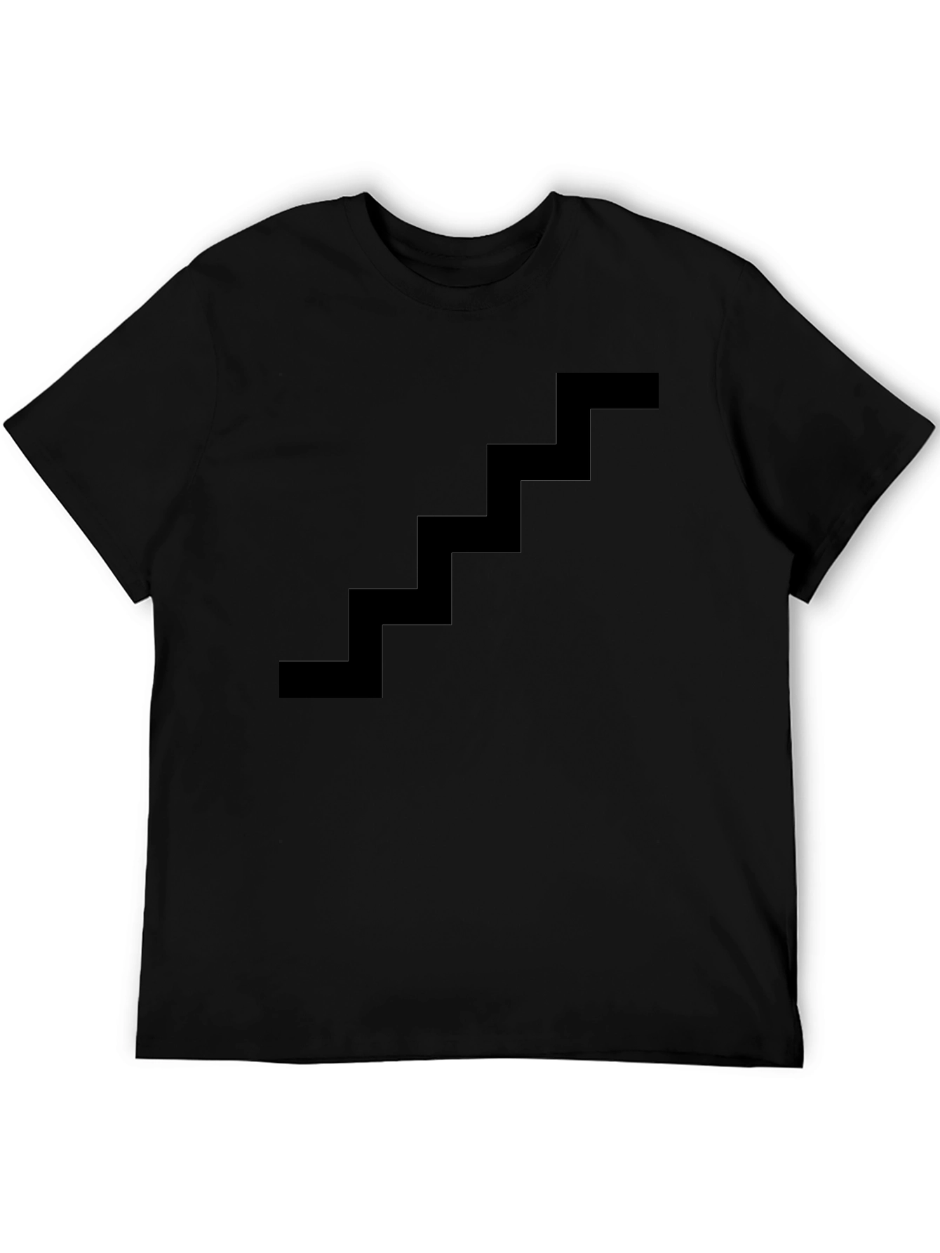 Minimalist Staircase Design Black Cotton T-Shirt