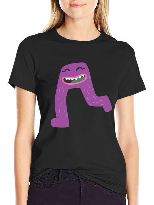 Monster A Letter Graphic Black T-Shirt