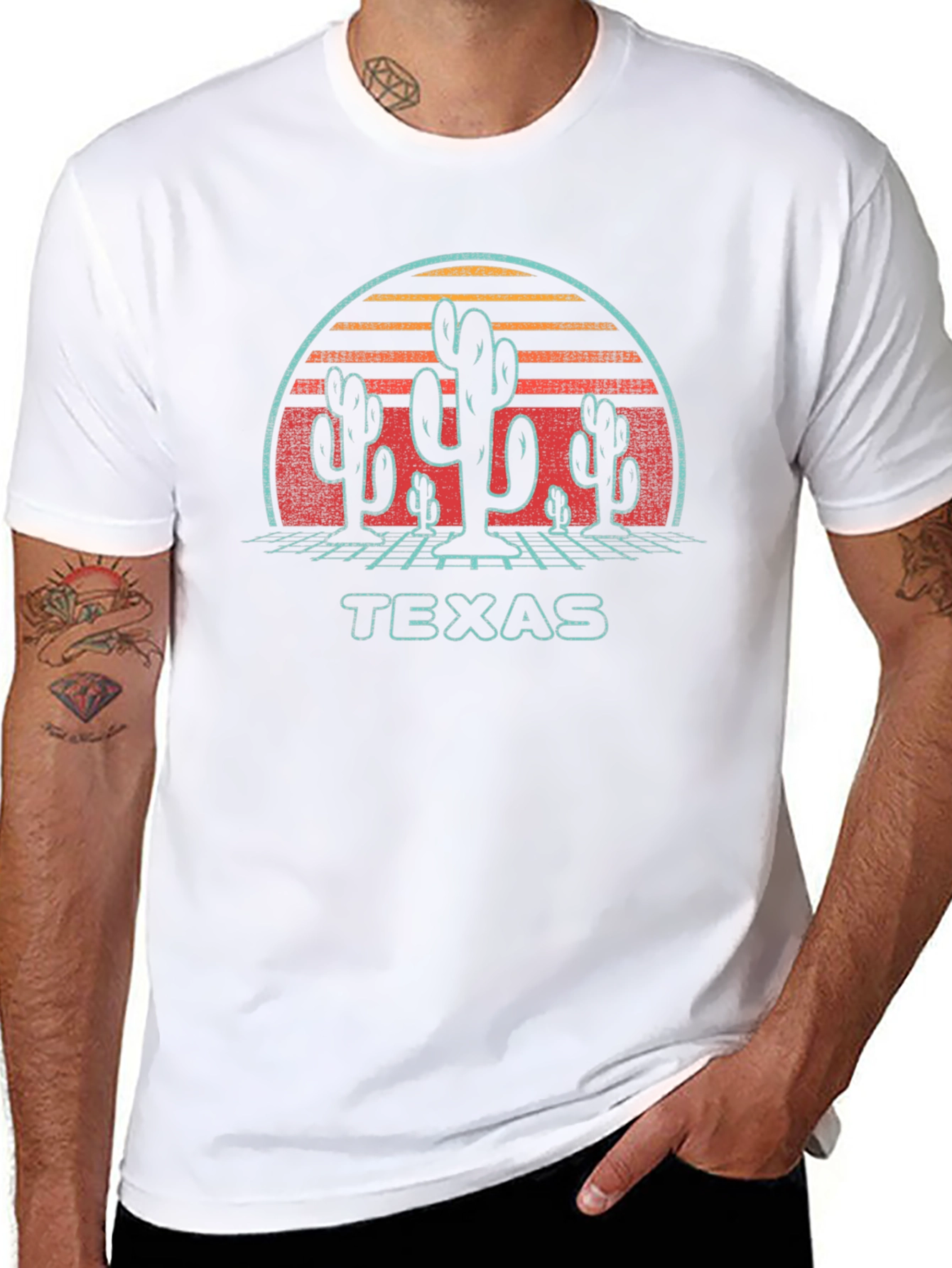 Texas Cactus Retro Graphic T-Shirt