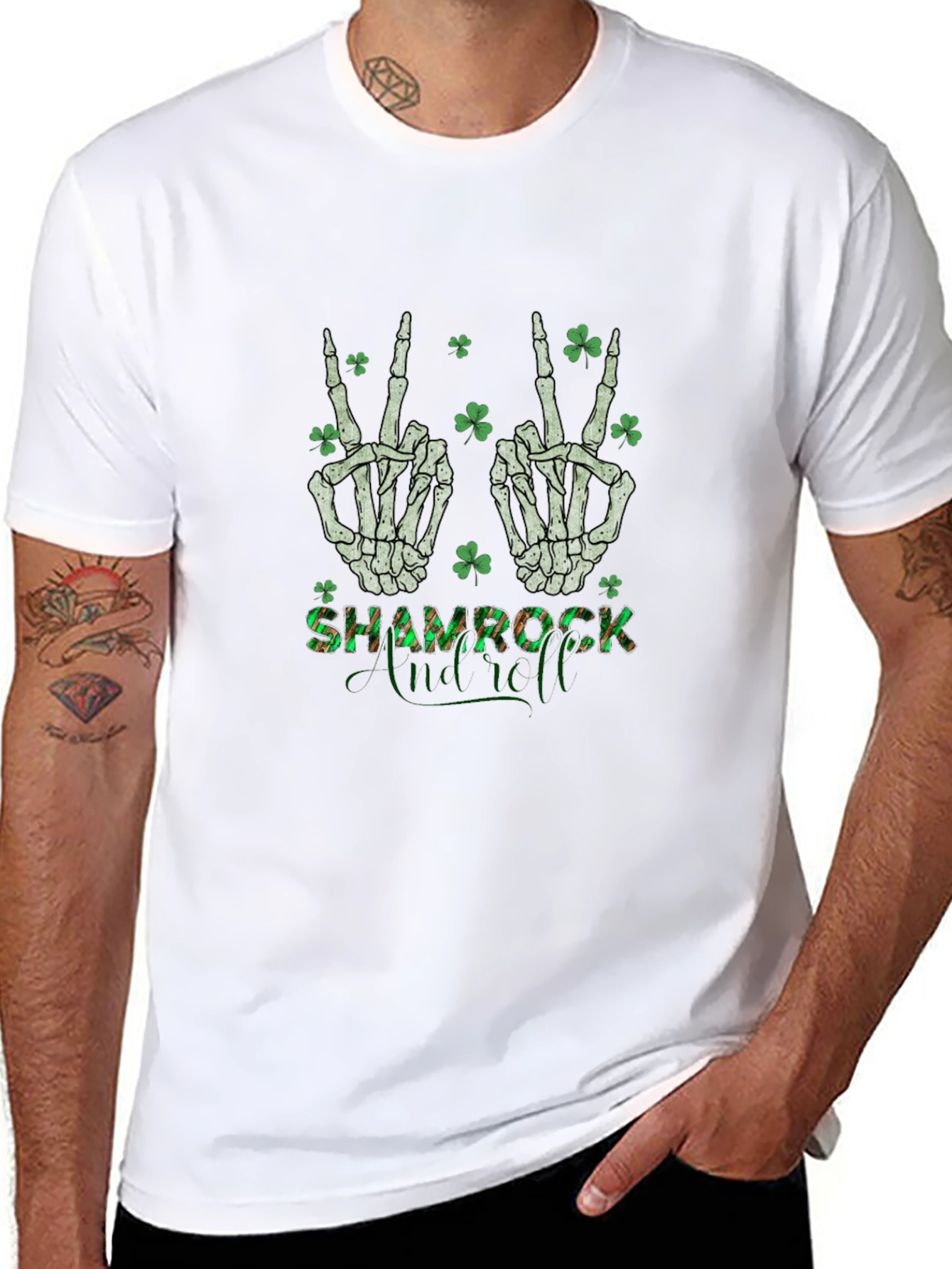 Shamrock Skeleton Peace Sign T-Shirt
