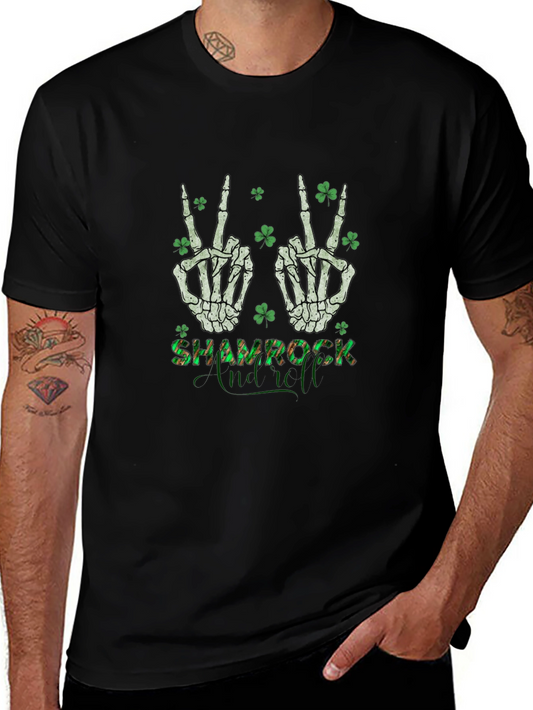 Shamrock Skeleton Peace Sign T-Shirt