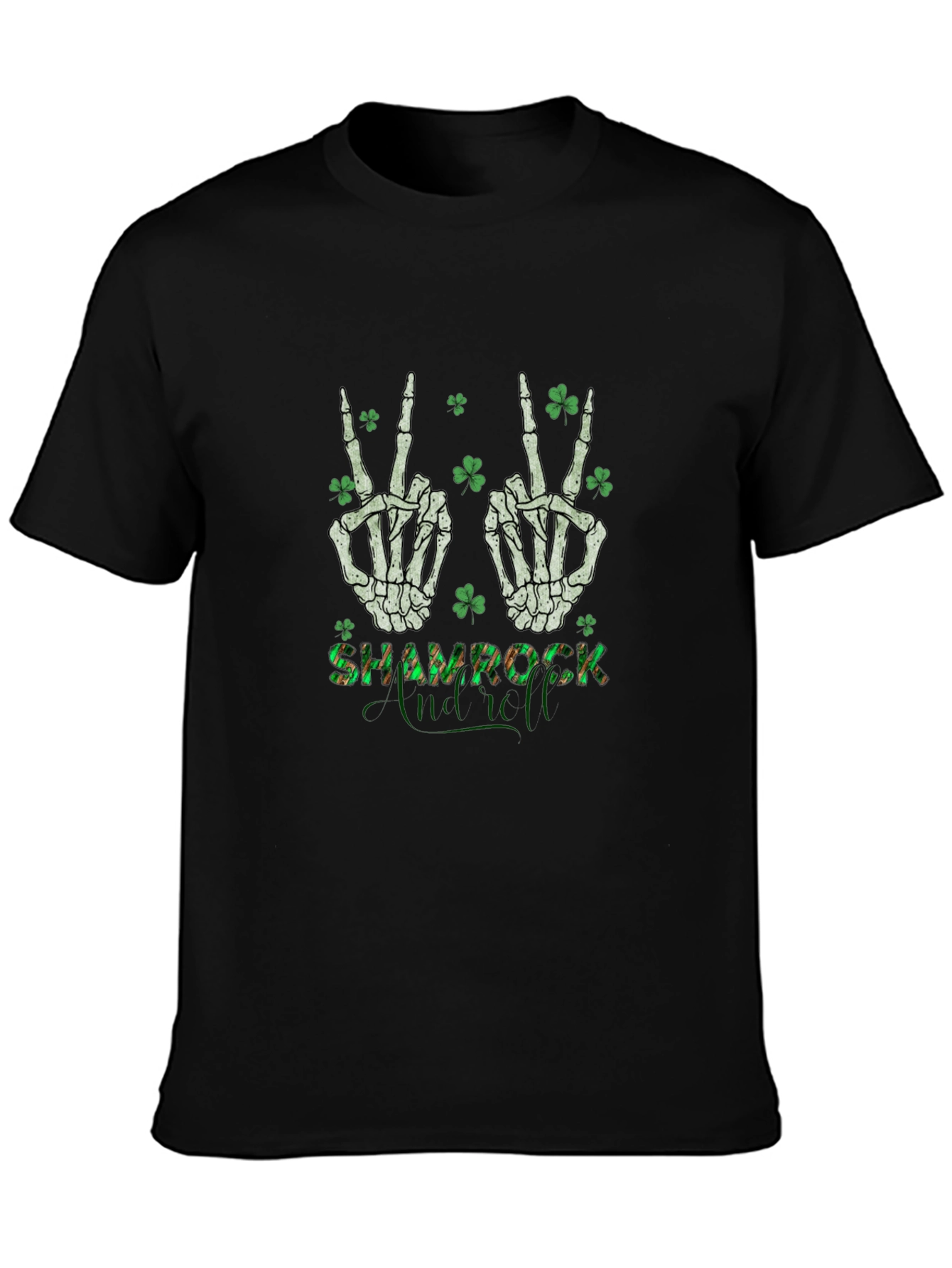 Shamrock Skeleton Peace Sign T-Shirt