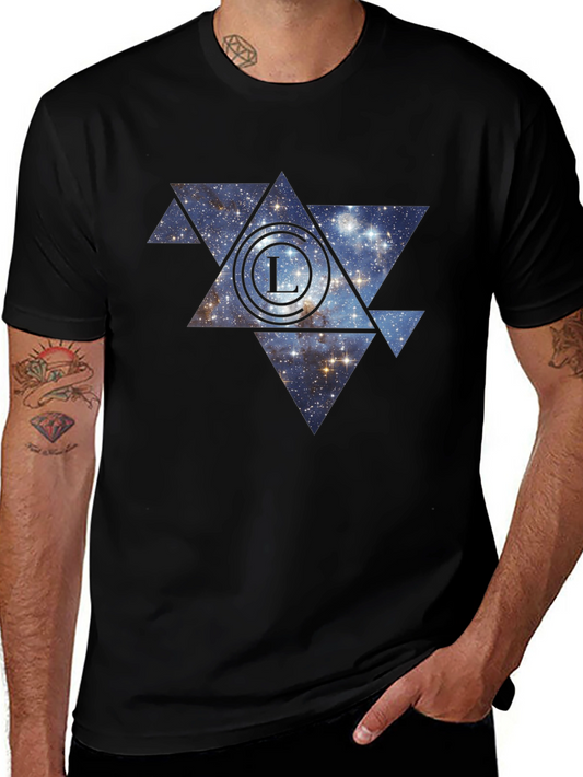 Cosmic Triangle Tee - Mens Black T-Shirt with Galaxy Design