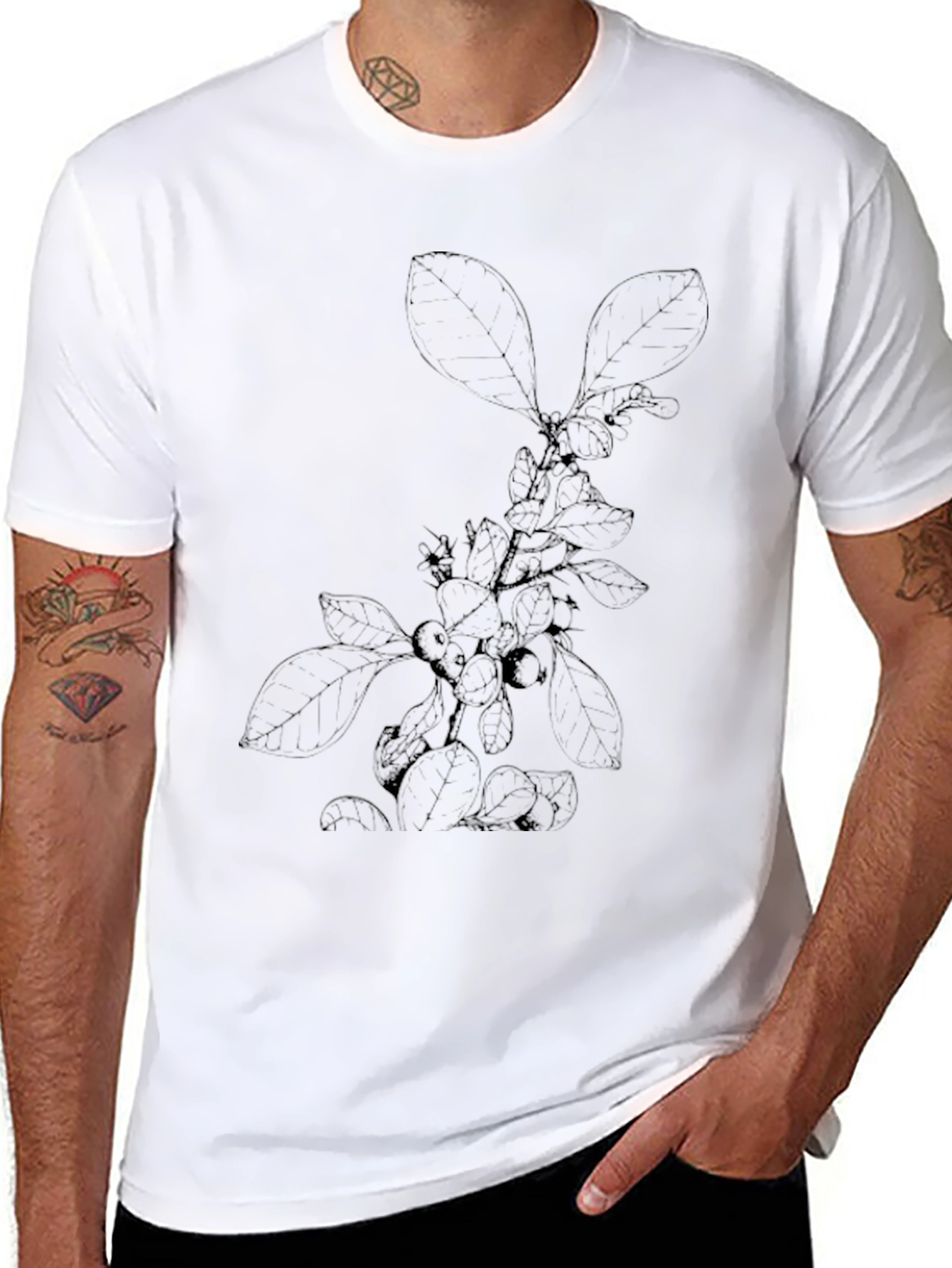 Botanical Sketch Black T-Shirt