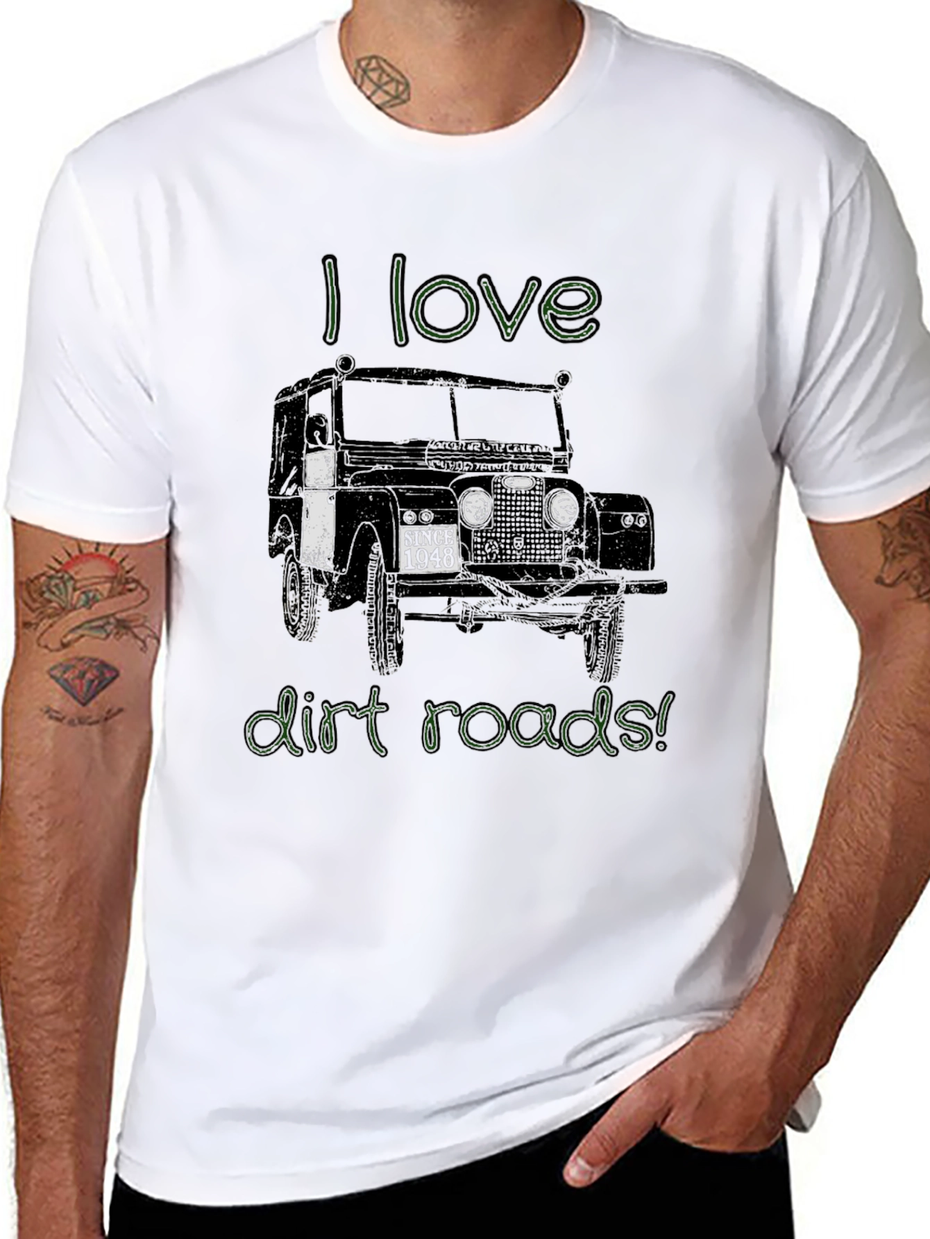 I Love Dirt Roads T-Shirt - Classic Car Design