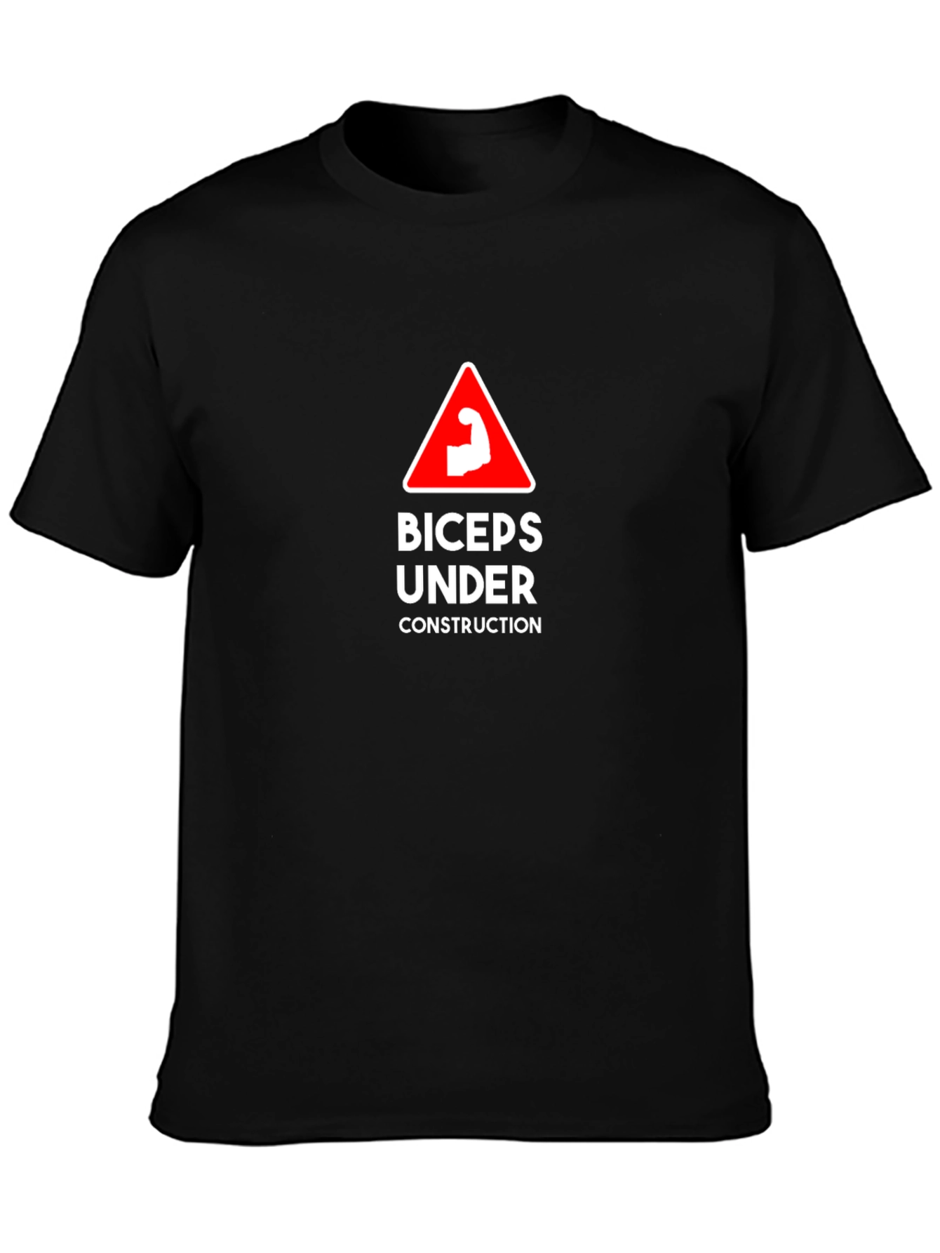 Biceps Under Construction Graphic Tee - Black