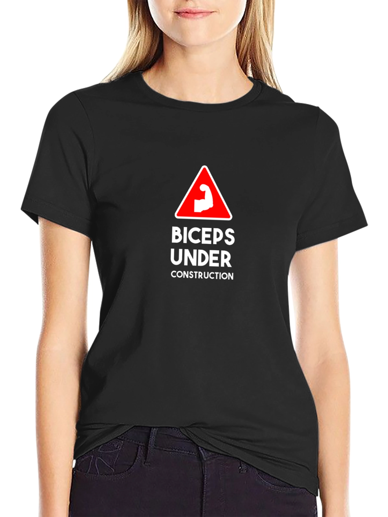 Biceps Under Construction Graphic Tee - Black