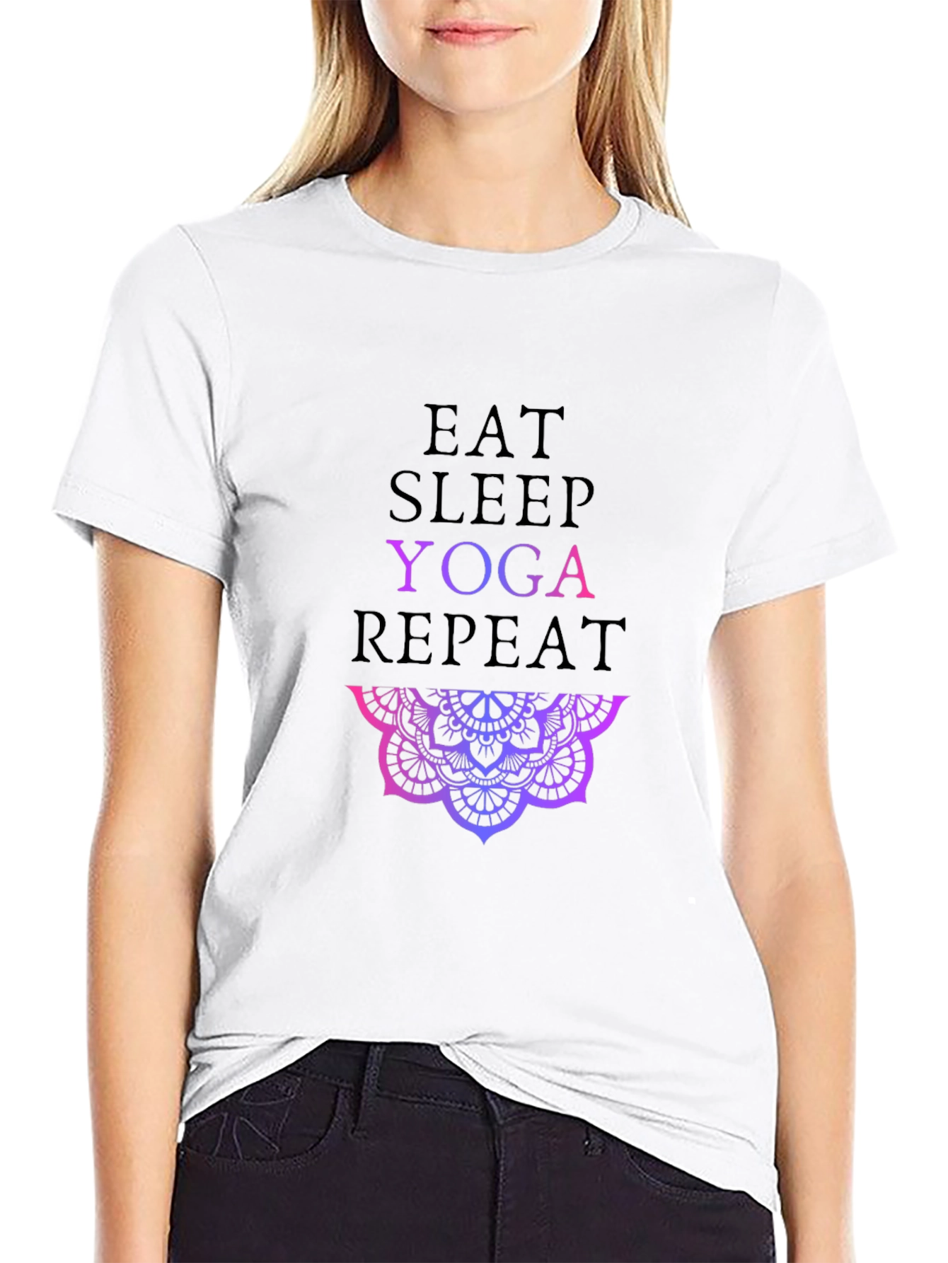 Eat Sleep Yoga Repeat Graphic Tee