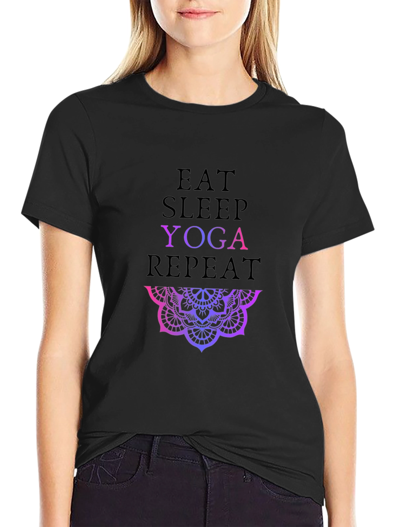 Eat Sleep Yoga Repeat Graphic Tee