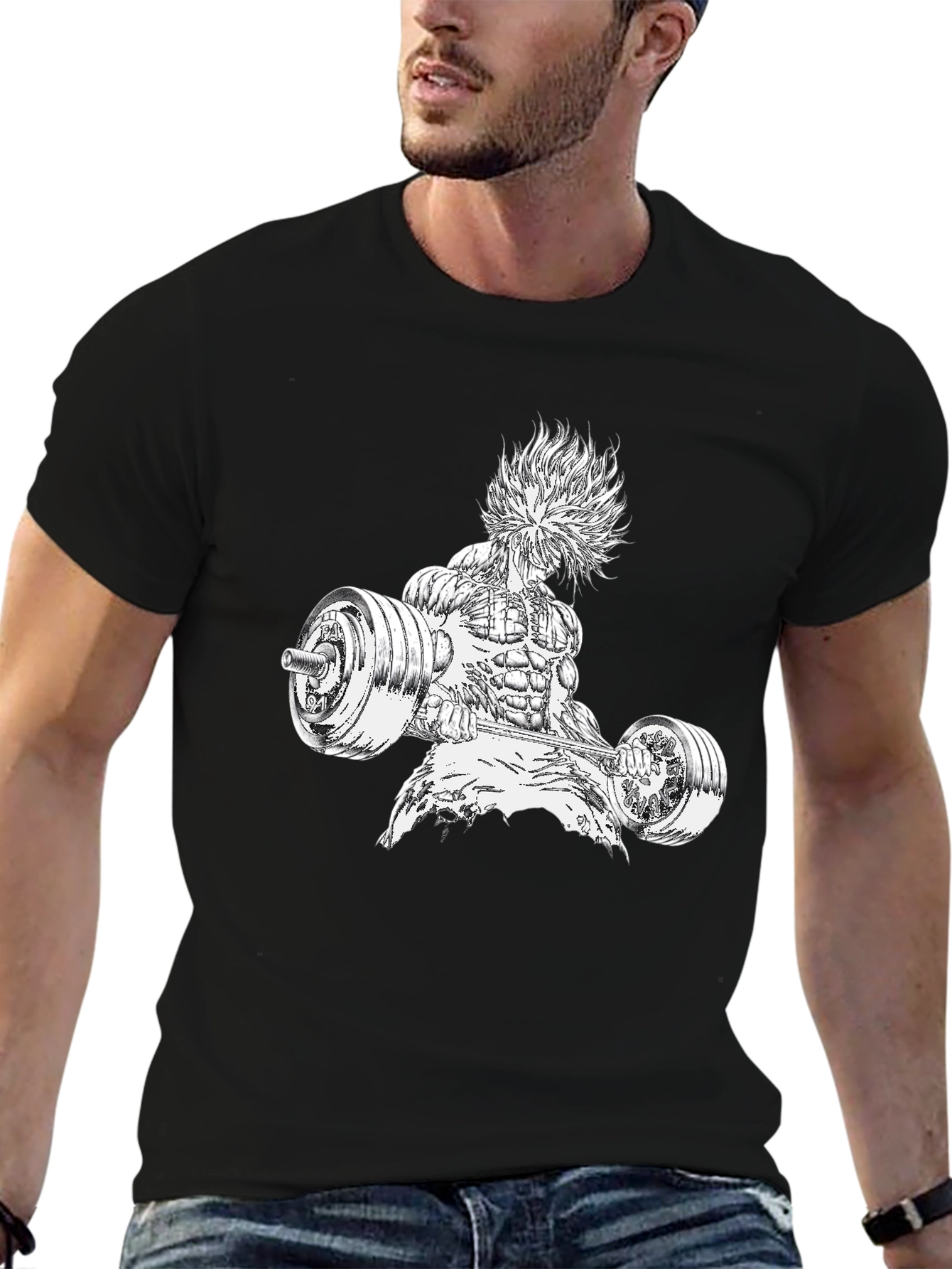 Graphic Print T-Shirt with Bodybuilder Design