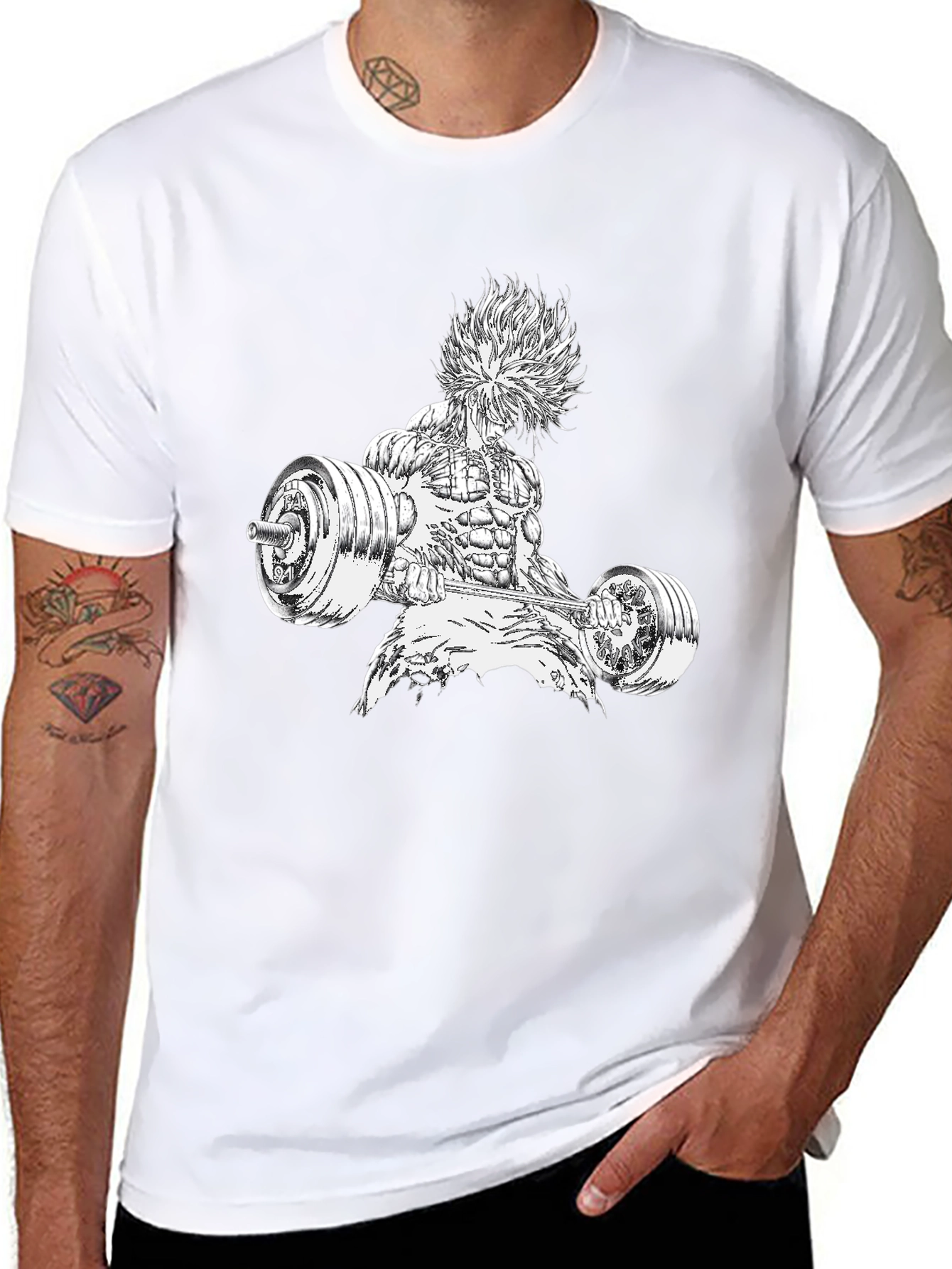 Graphic Print T-Shirt with Bodybuilder Design