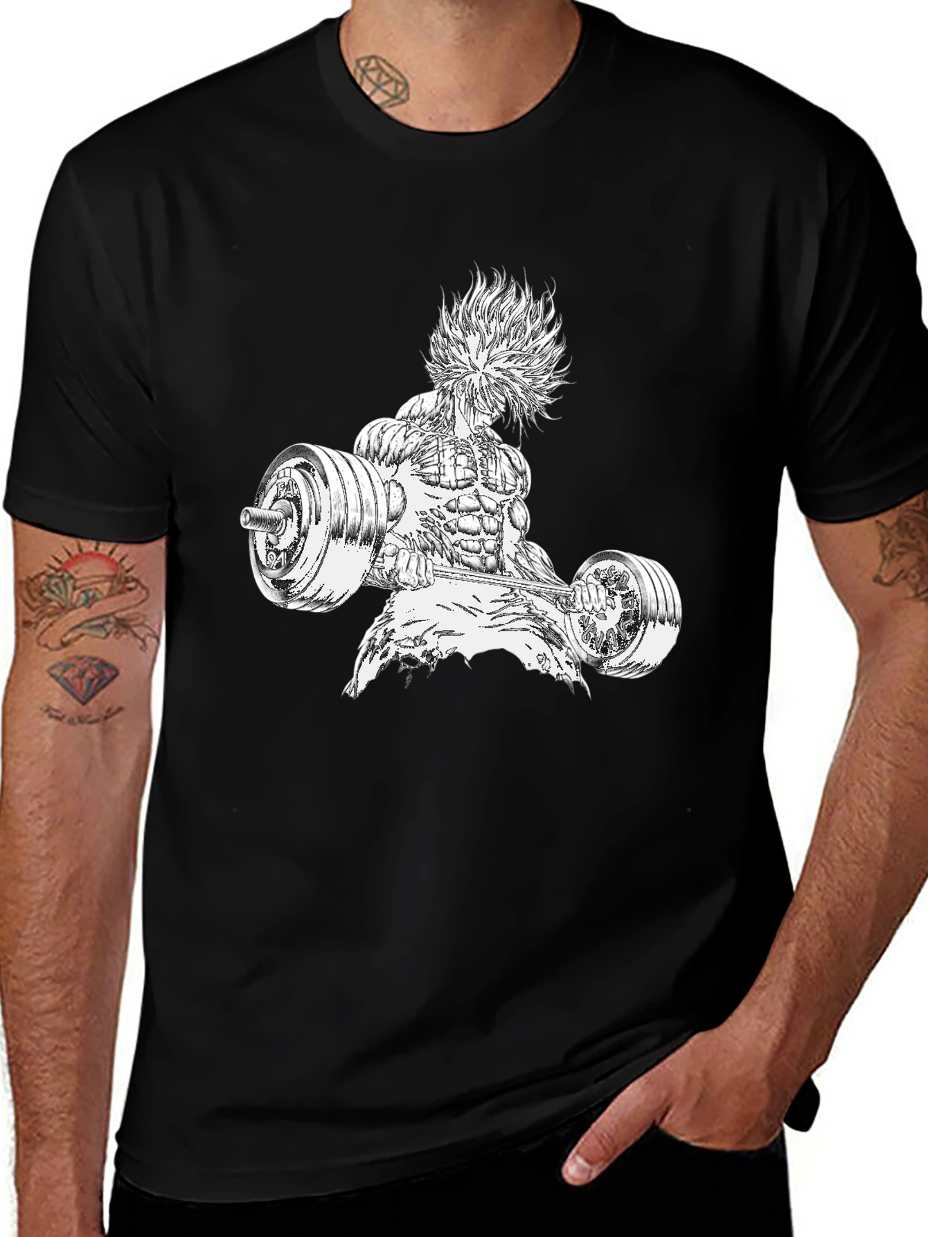Graphic Print T-Shirt with Bodybuilder Design