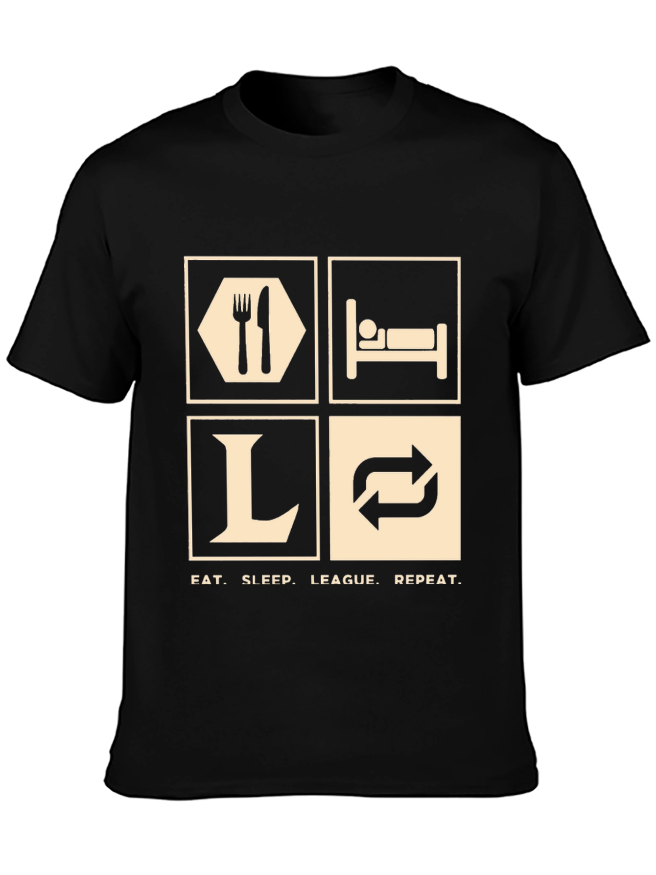 Eat Sleep League Repeat T-Shirt - Gamer Tee