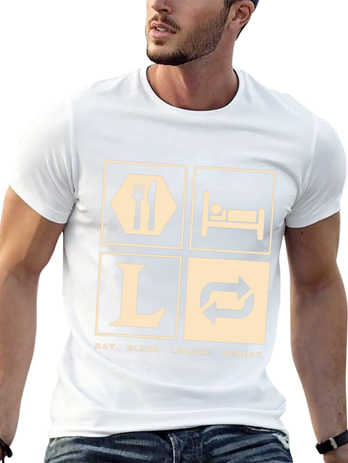 Eat Sleep League Repeat T-Shirt - Gamer Tee