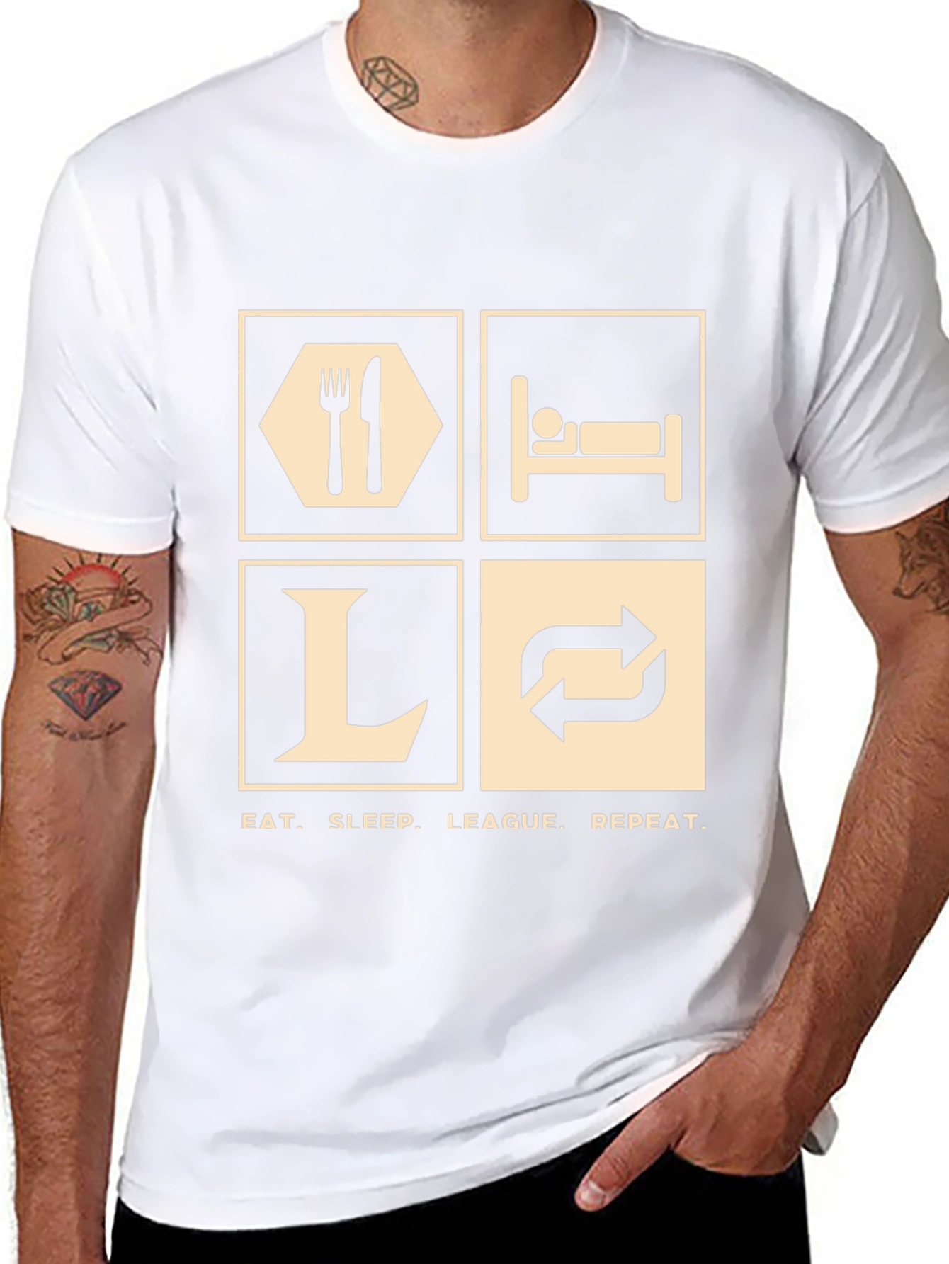 Eat Sleep League Repeat T-Shirt - Gamer Tee