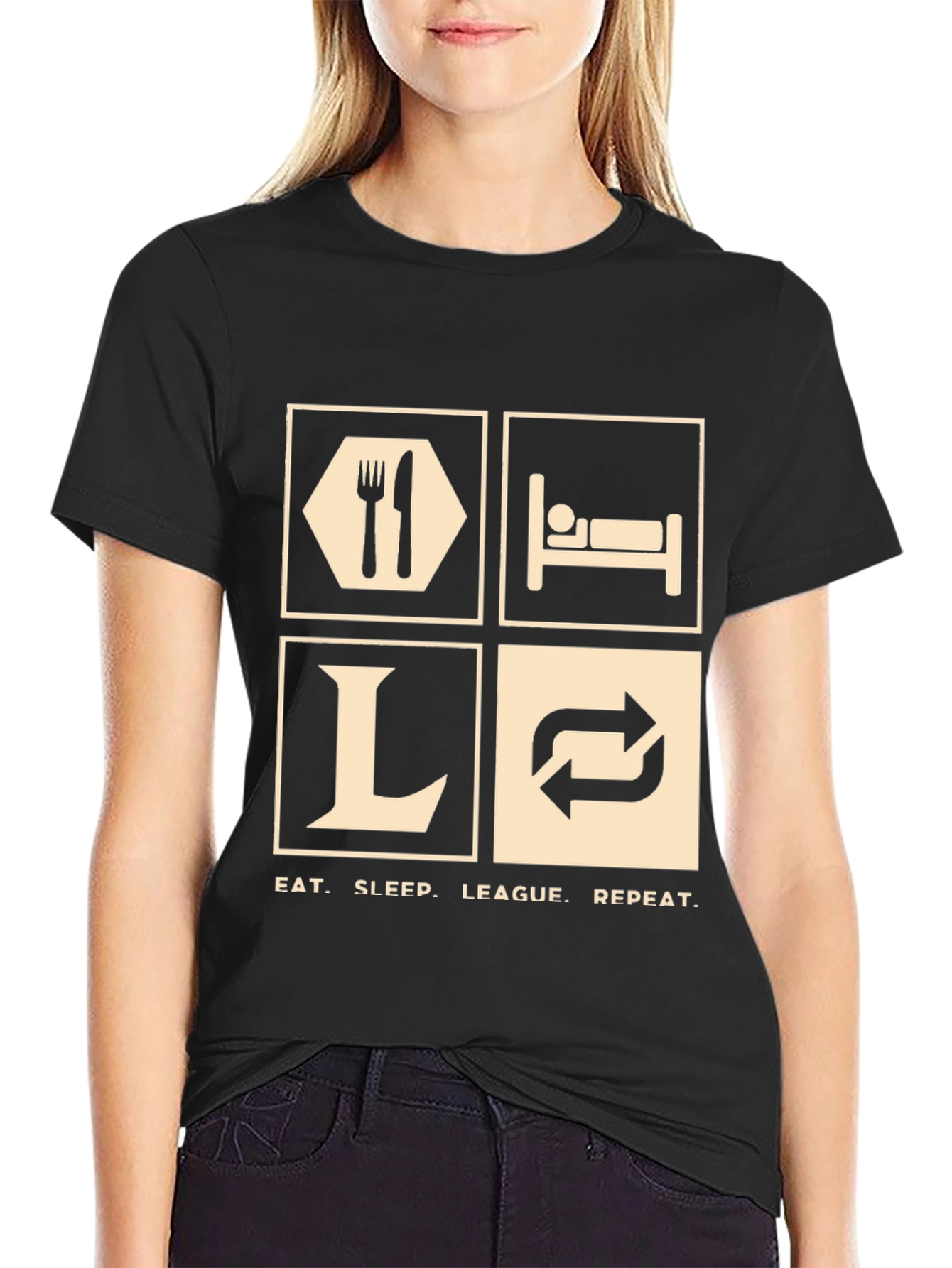 Eat Sleep League Repeat T-Shirt - Gamer Tee