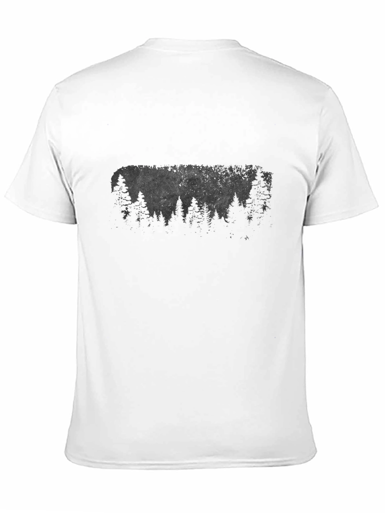Mens Black T-Shirt with Forest Silhouette Graphic