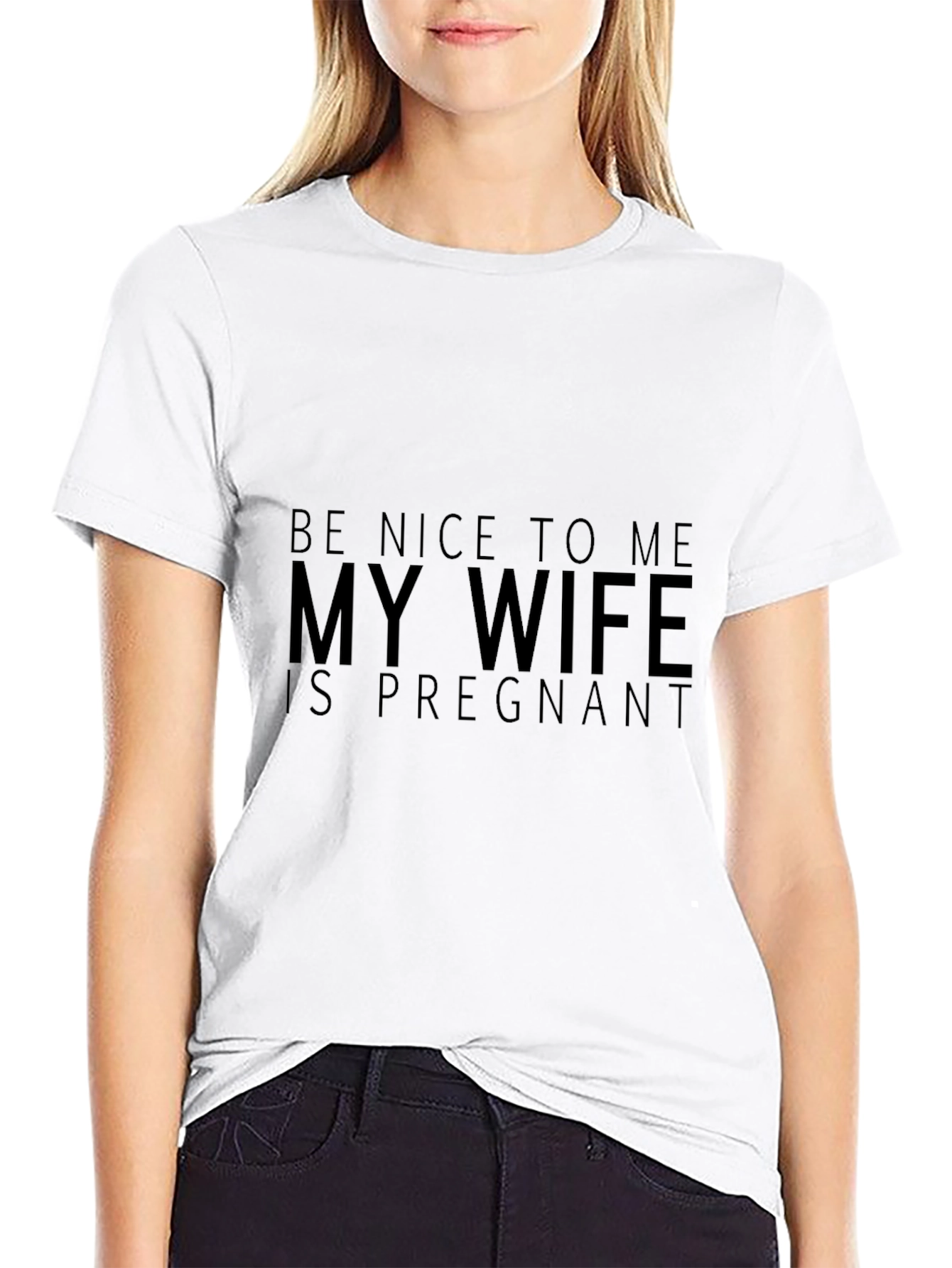 Funny Husband Tee: Be Nice My Wife is Pregnant!