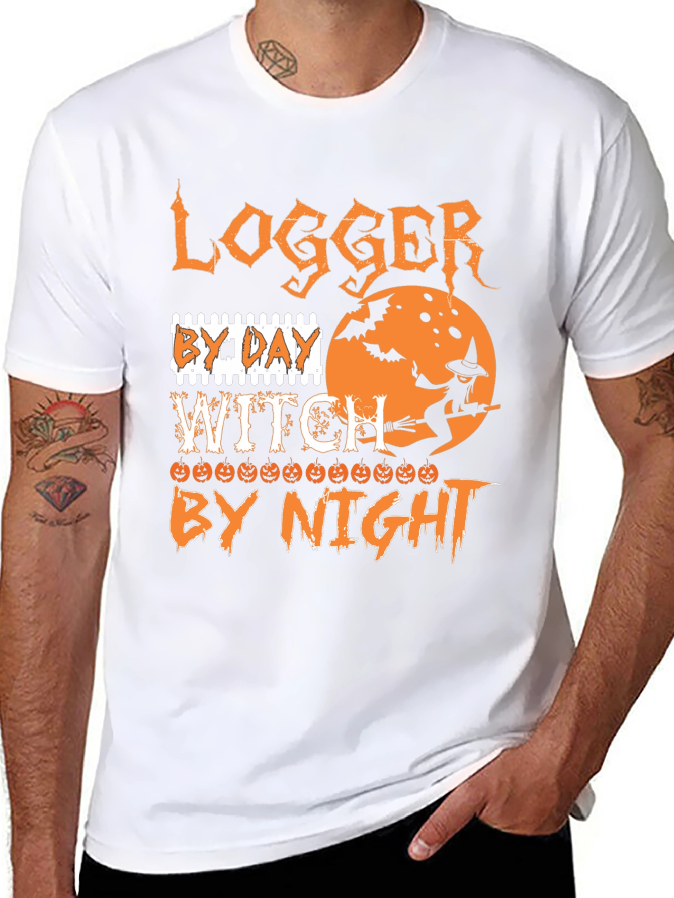 Logger By Day Witch By Night Halloween T-Shirt