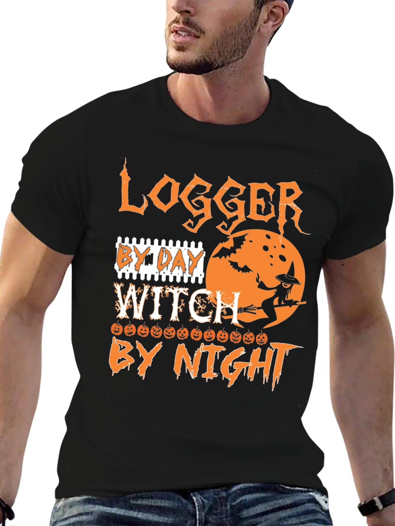 Logger By Day Witch By Night Halloween T-Shirt