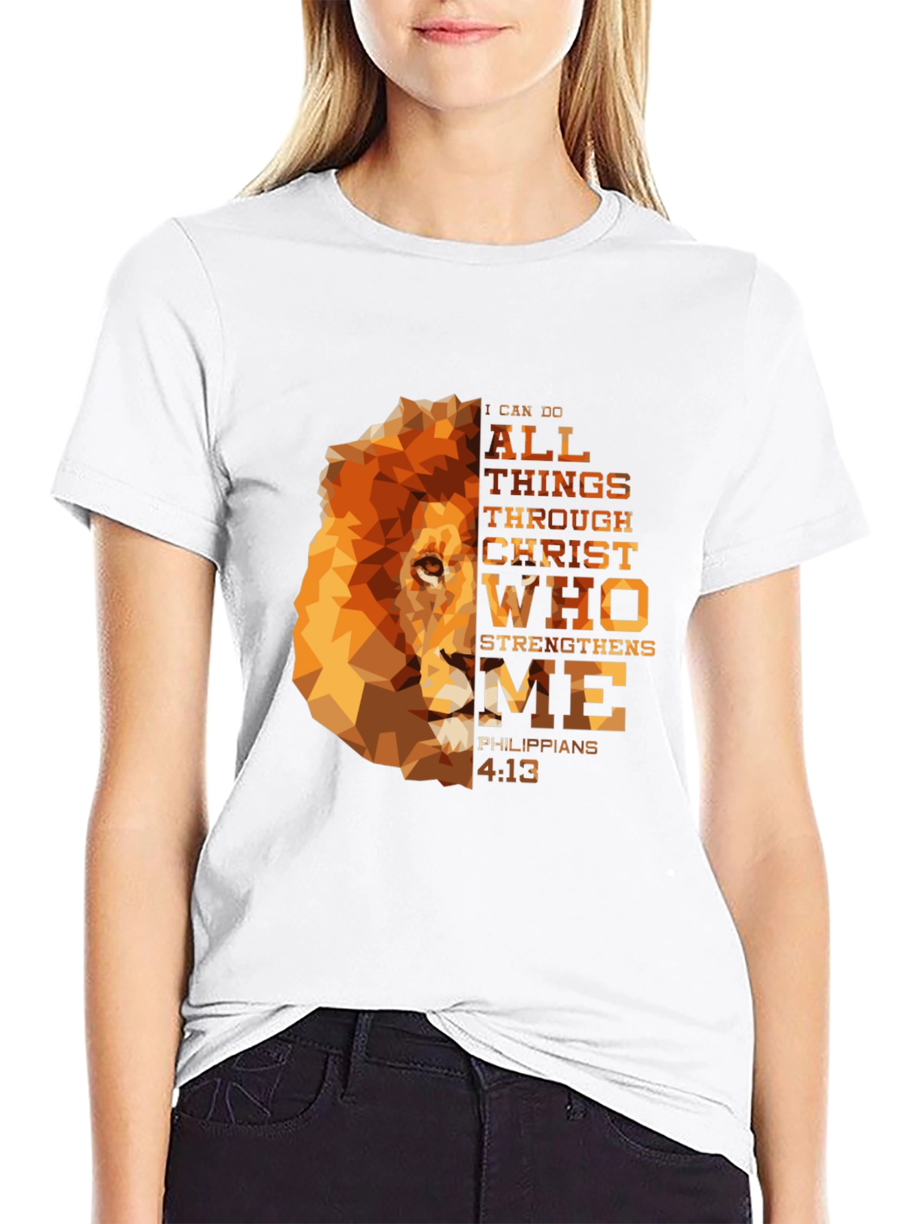 Lion & Scripture Graphic Tee - Philippians 4:13