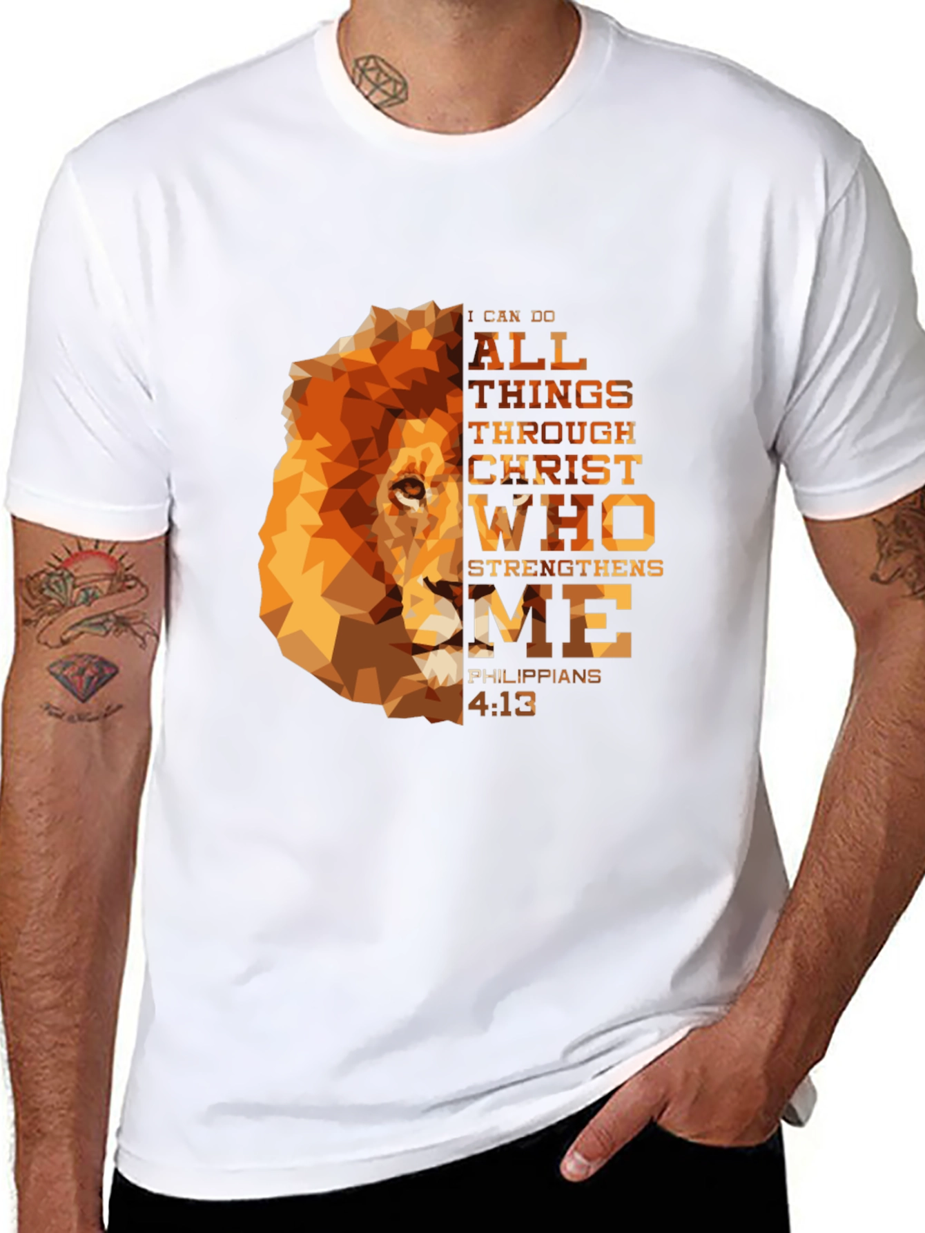 Lion & Scripture Graphic Tee - Philippians 4:13