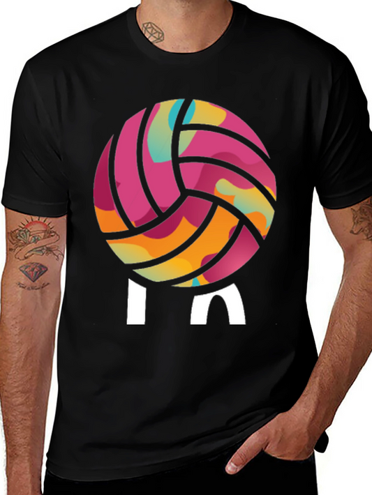 Volleyball Graphic Tee - Unique Colorful Ball Design