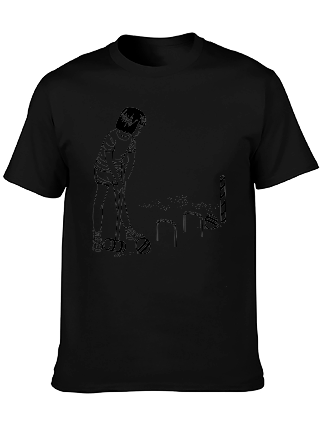Croquet Player Black Graphic Tee