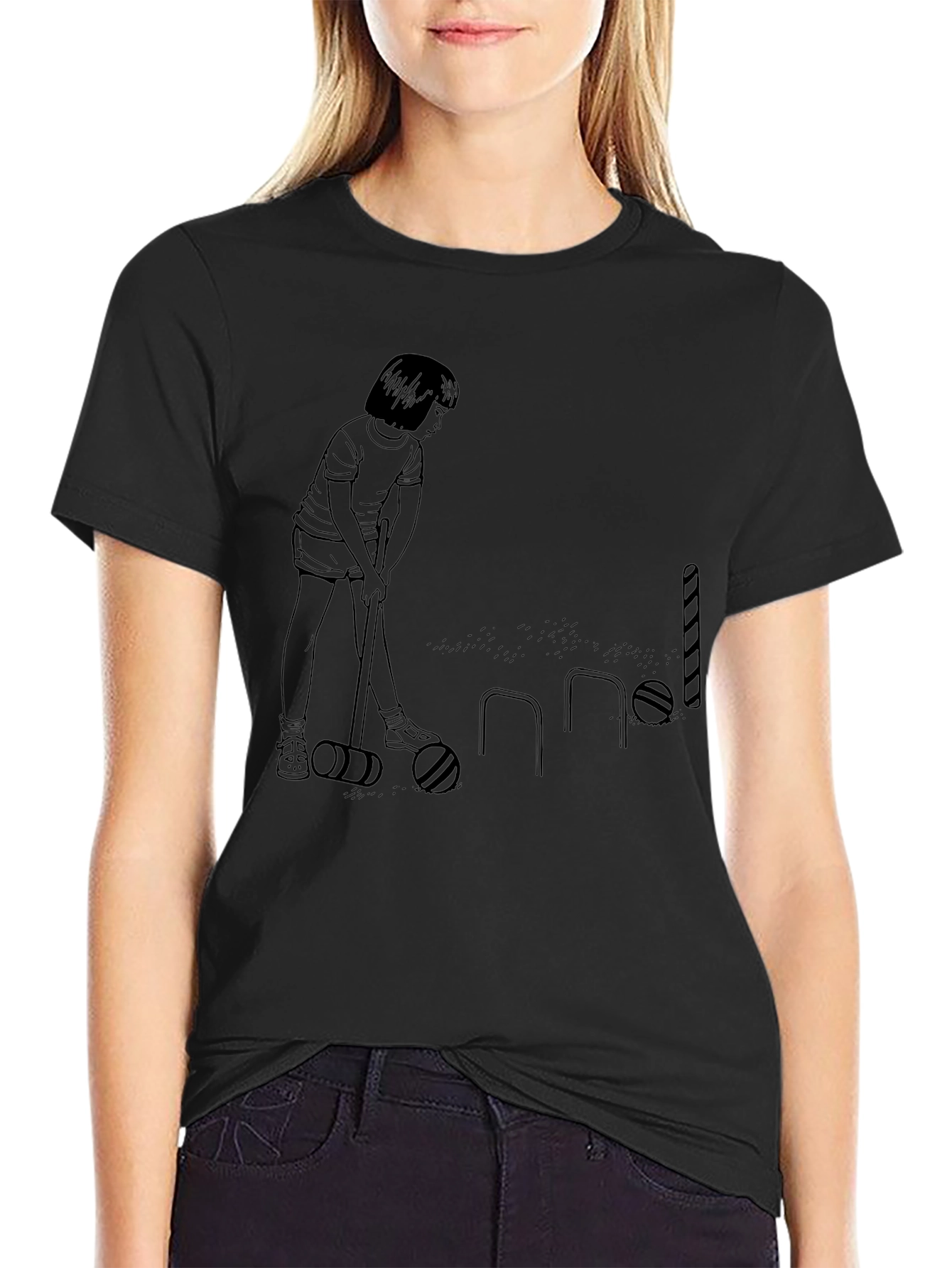 Croquet Player Black Graphic Tee