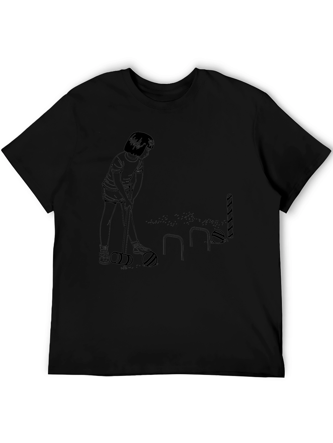 Croquet Player Black Graphic Tee