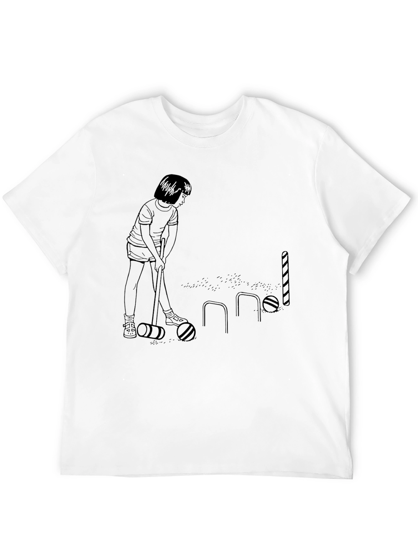 Croquet Player Black Graphic Tee