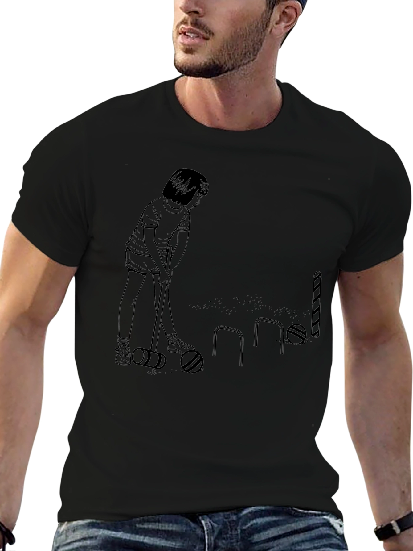 Croquet Player Black Graphic Tee