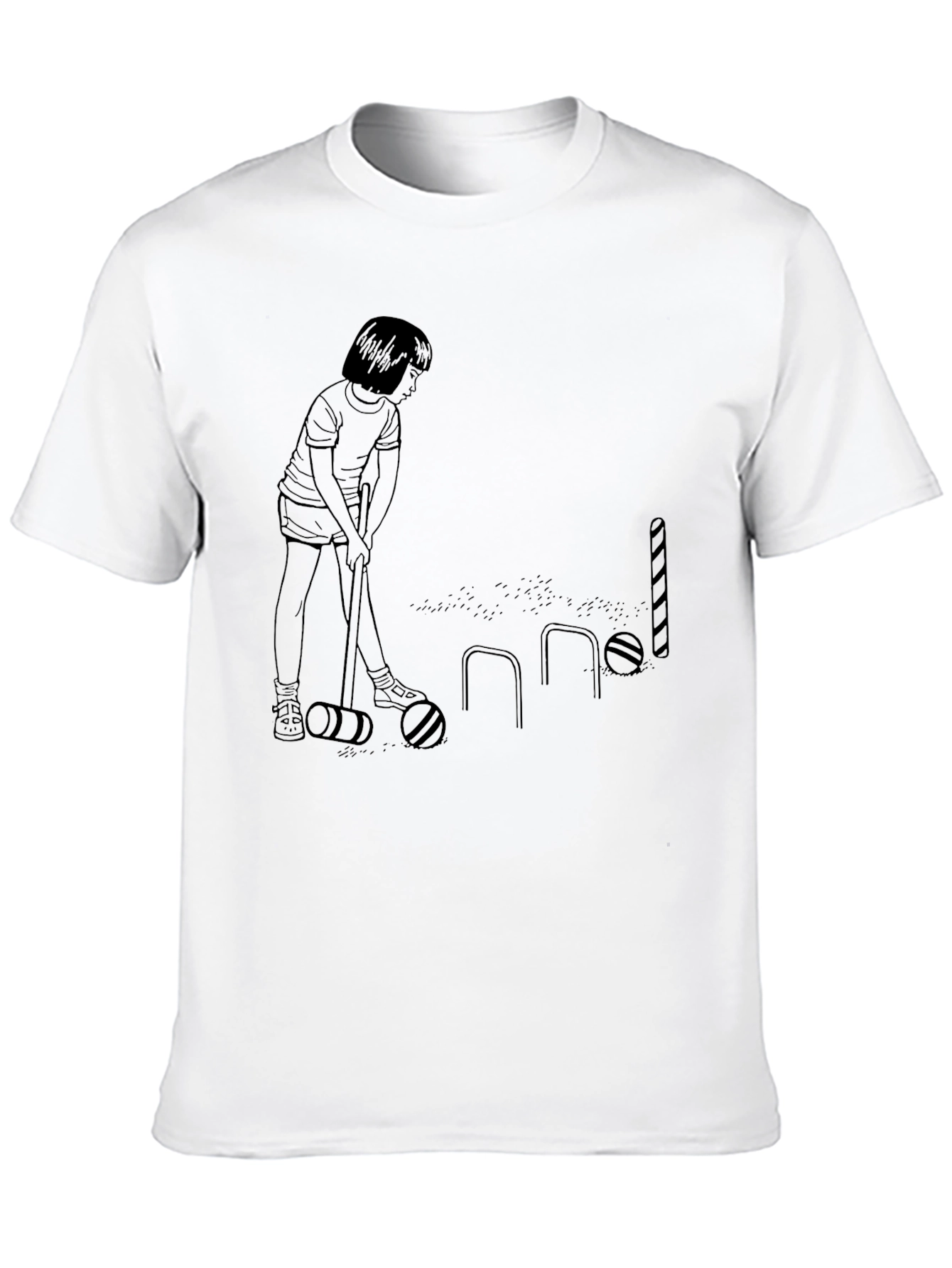 Croquet Player Black Graphic Tee