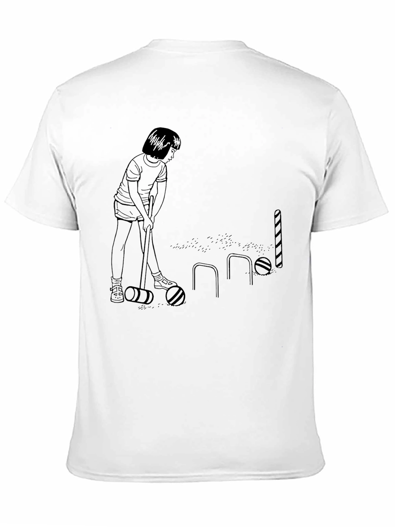 Croquet Player Black Graphic Tee
