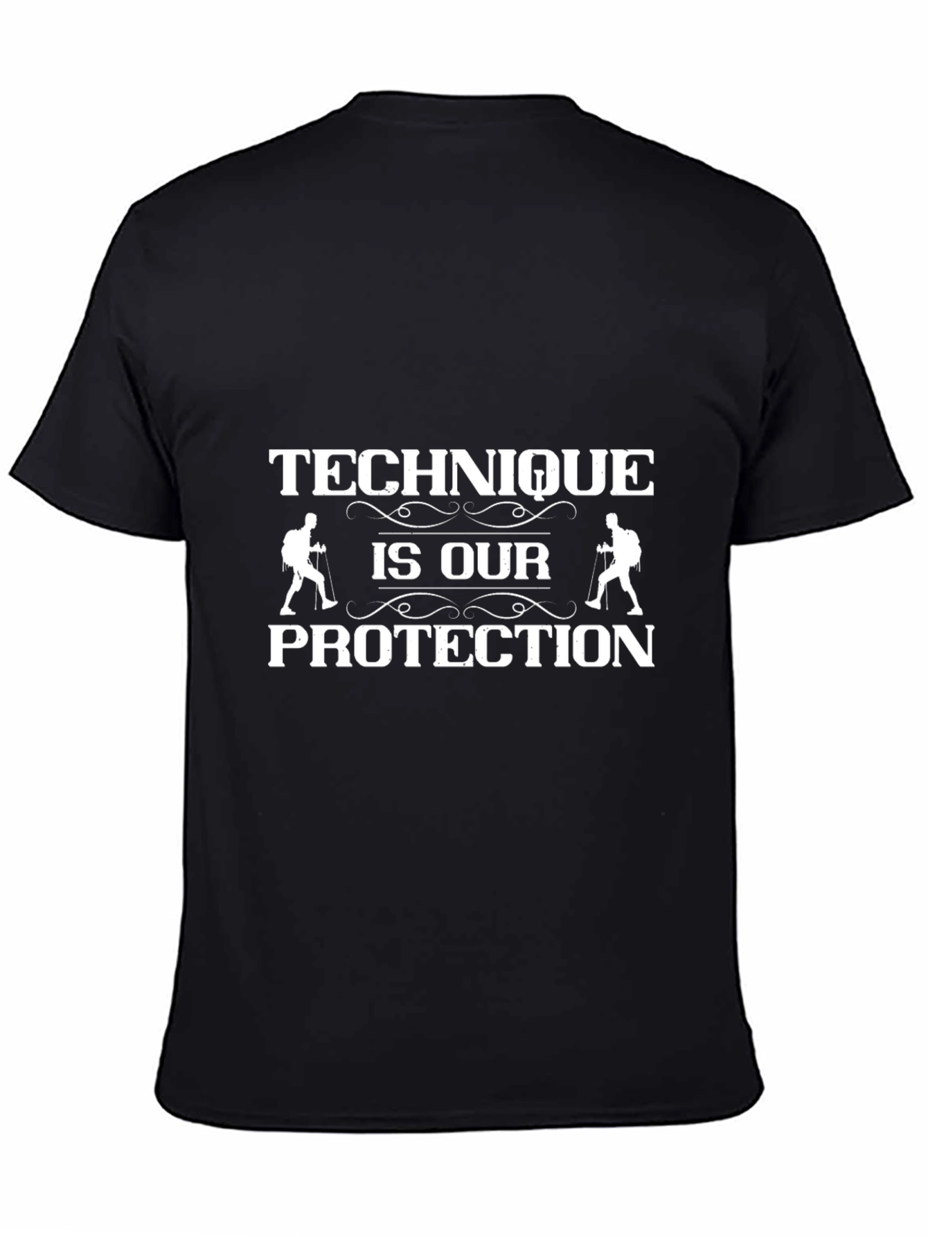 Technique is Our Protection Black Graphic T-Shirt