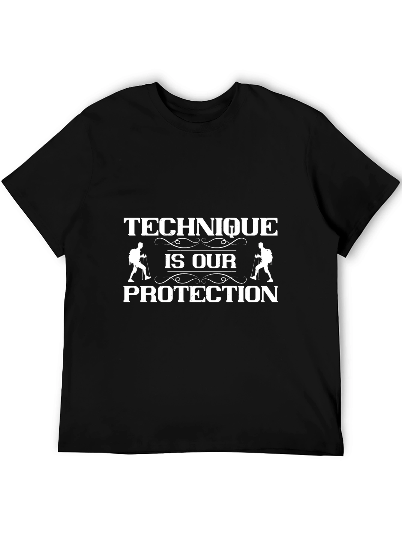 Technique is Our Protection Black Graphic T-Shirt