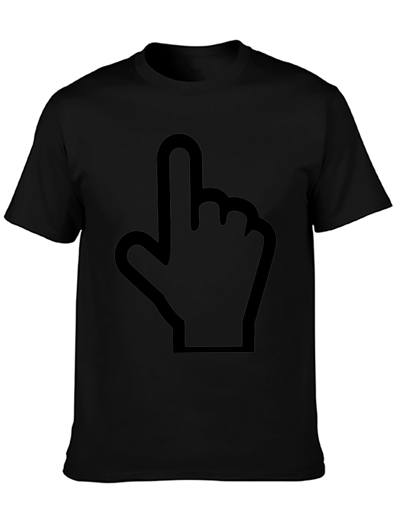 Pointing Finger Graphic Tee - Black Cotton Casual Shirt