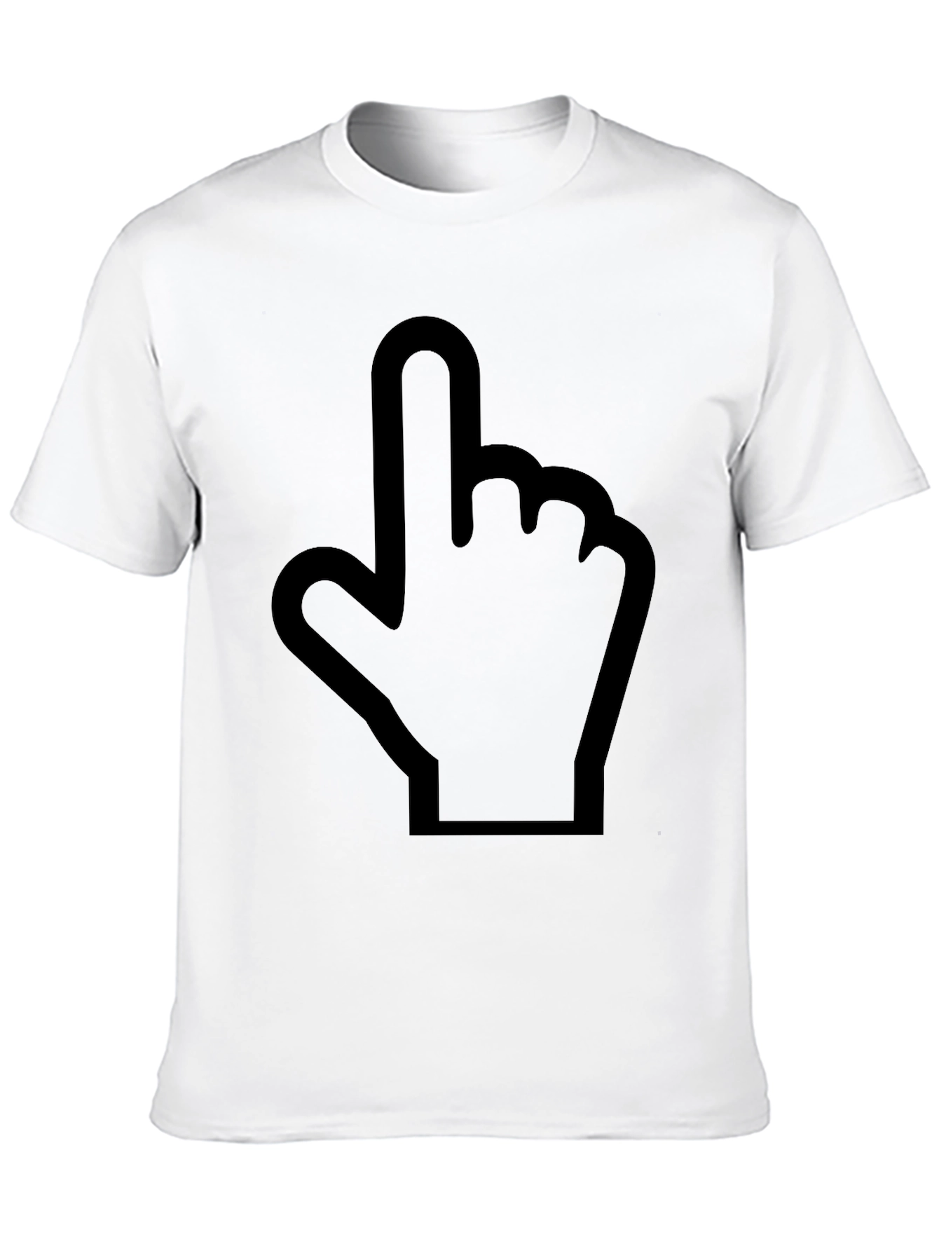 Pointing Finger Graphic Tee - Black Cotton Casual Shirt