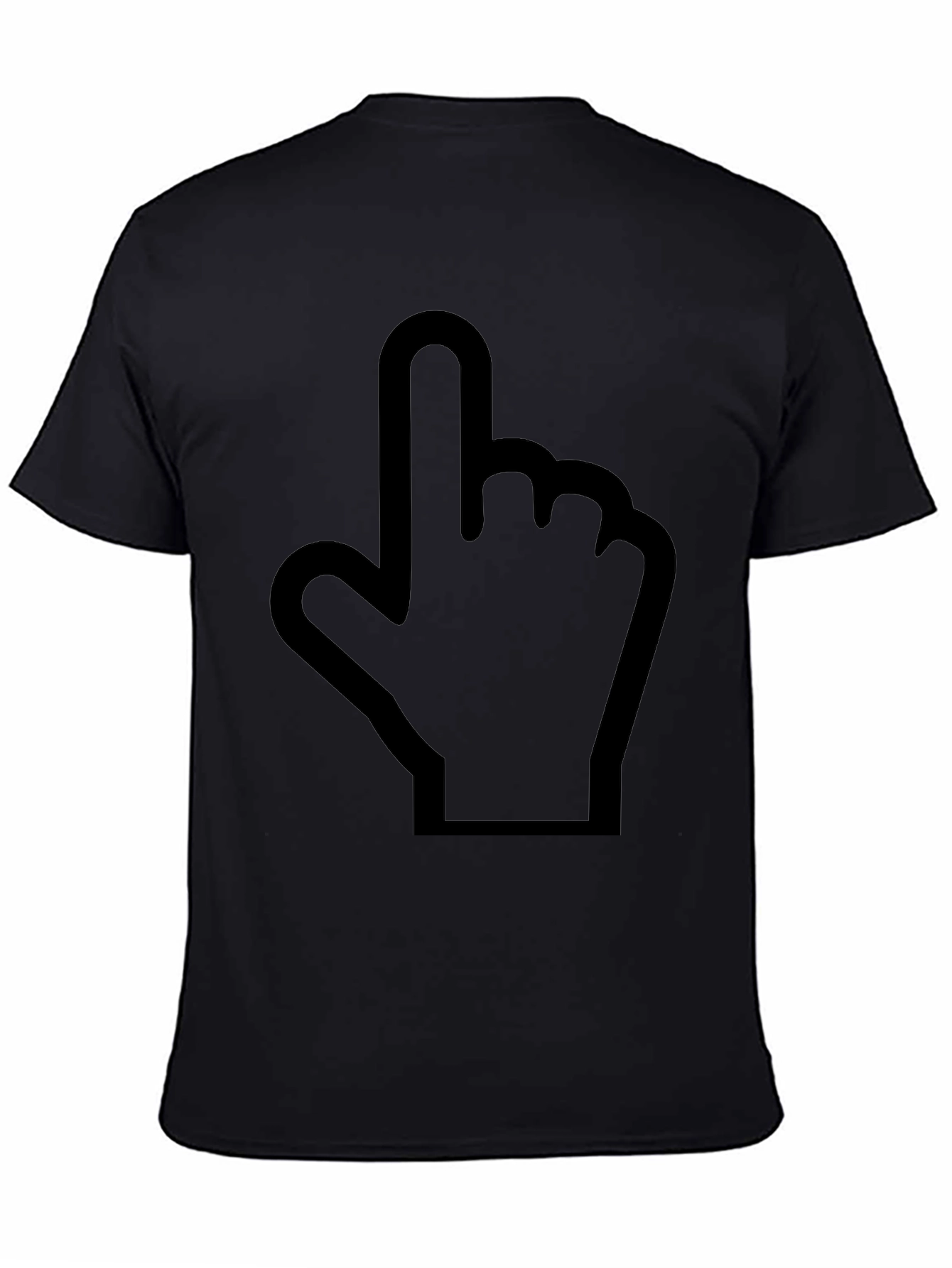 Pointing Finger Graphic Tee - Black Cotton Casual Shirt