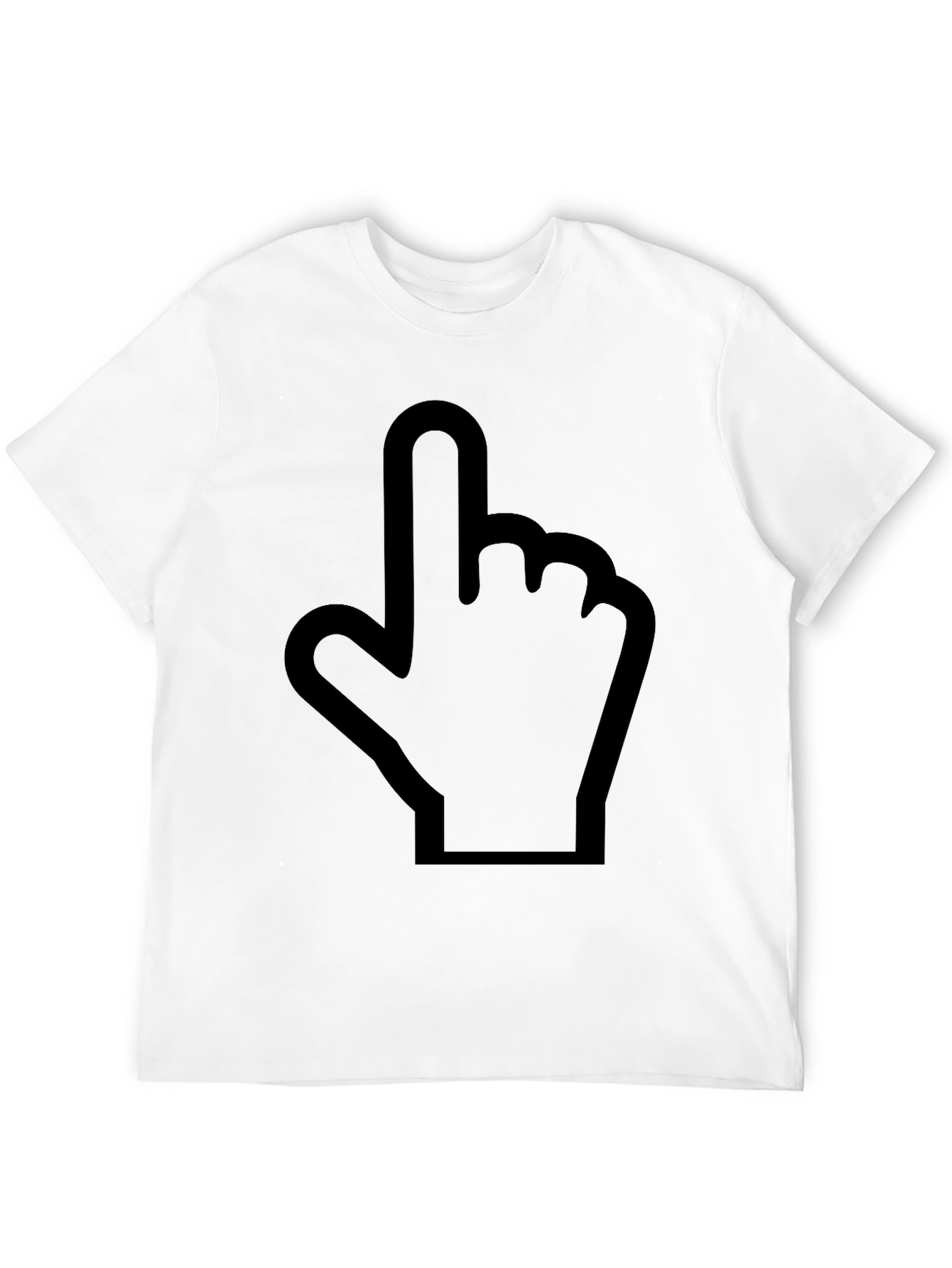 Pointing Finger Graphic Tee - Black Cotton Casual Shirt