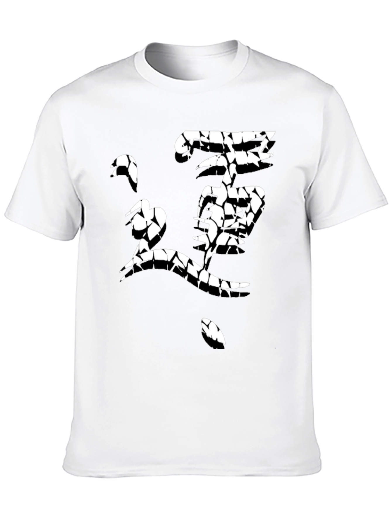 Mens Black T-Shirt with Abstract Cracked Graphic