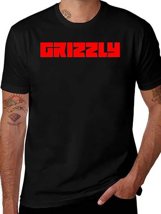 Grizzly Black T-Shirt - Bold Red Graphic Tee