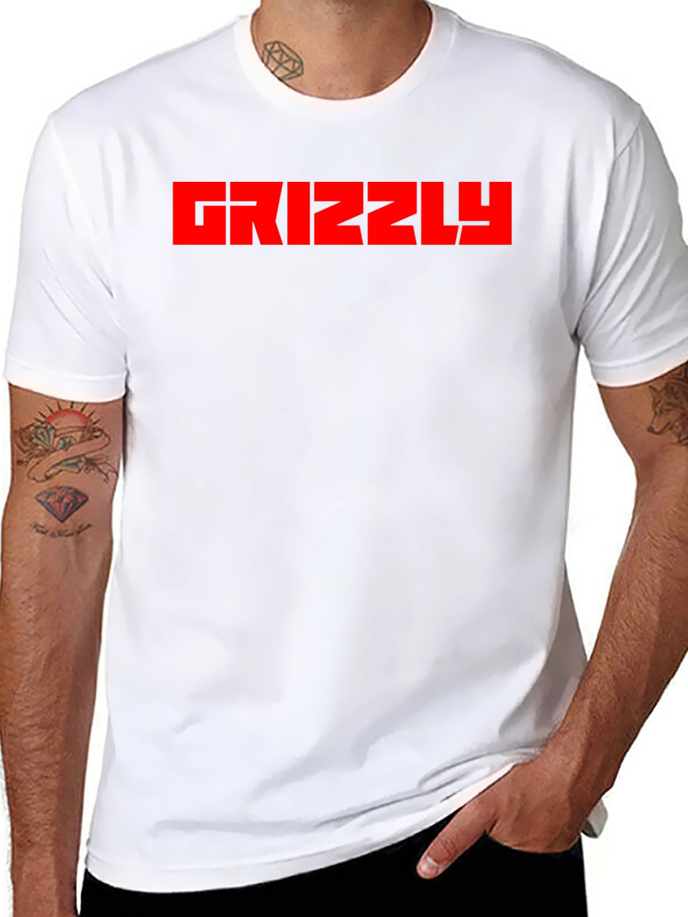 Grizzly Black T-Shirt - Bold Red Graphic Tee