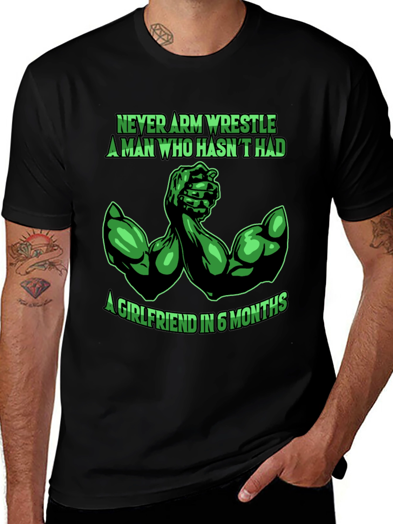 Never Arm Wrestle T-Shirt - Funny Gym Shirt