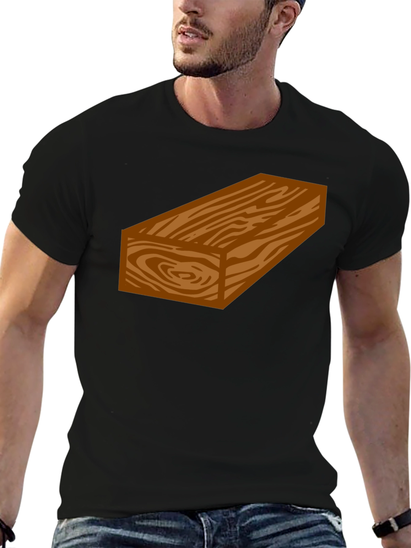 Novelty Wood Plank Graphic Tee - Casual Style